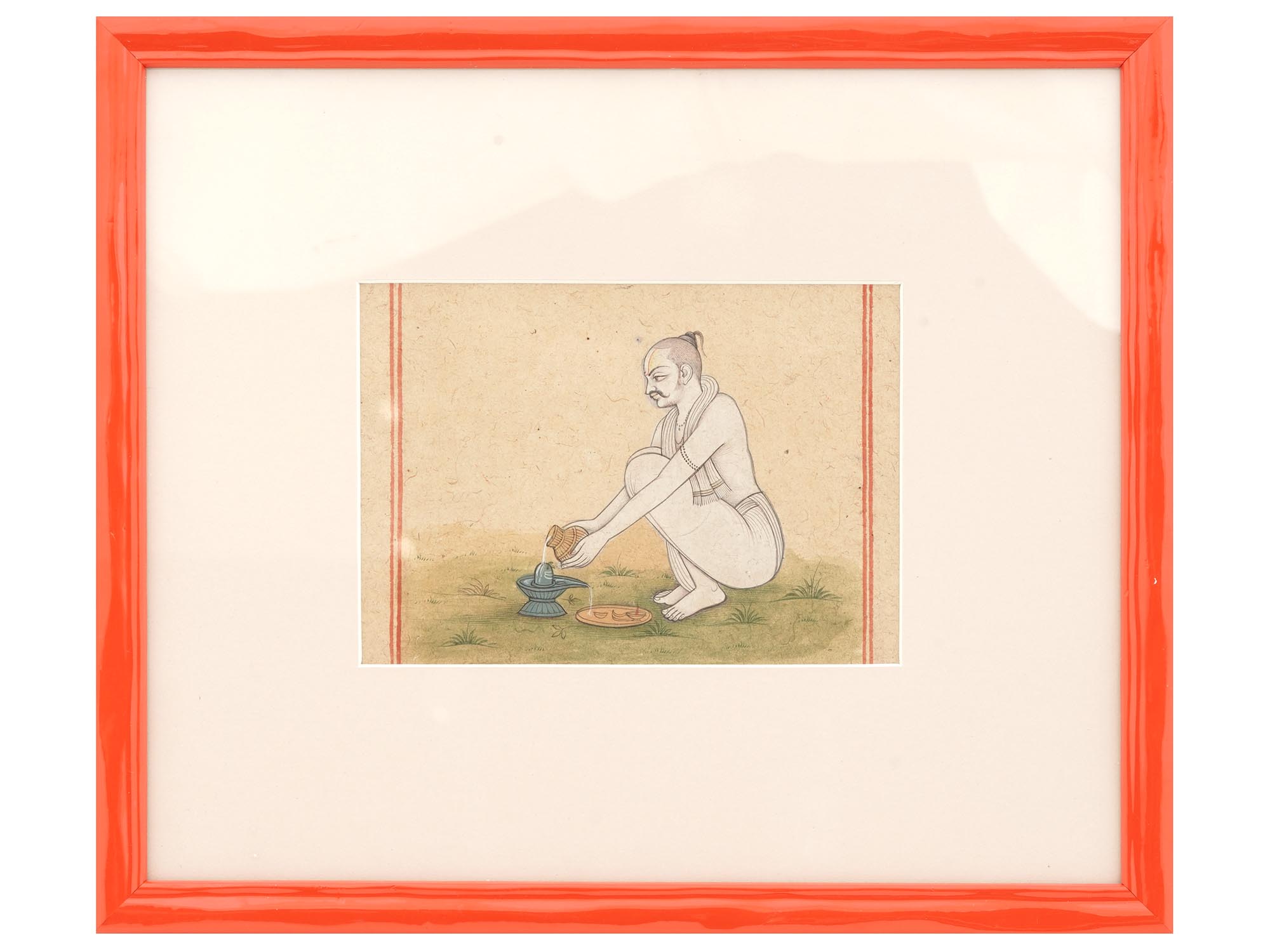 ANTIQUE INDO PERSIAN MUGHAL BATH SCENE PAINTING PIC-0
