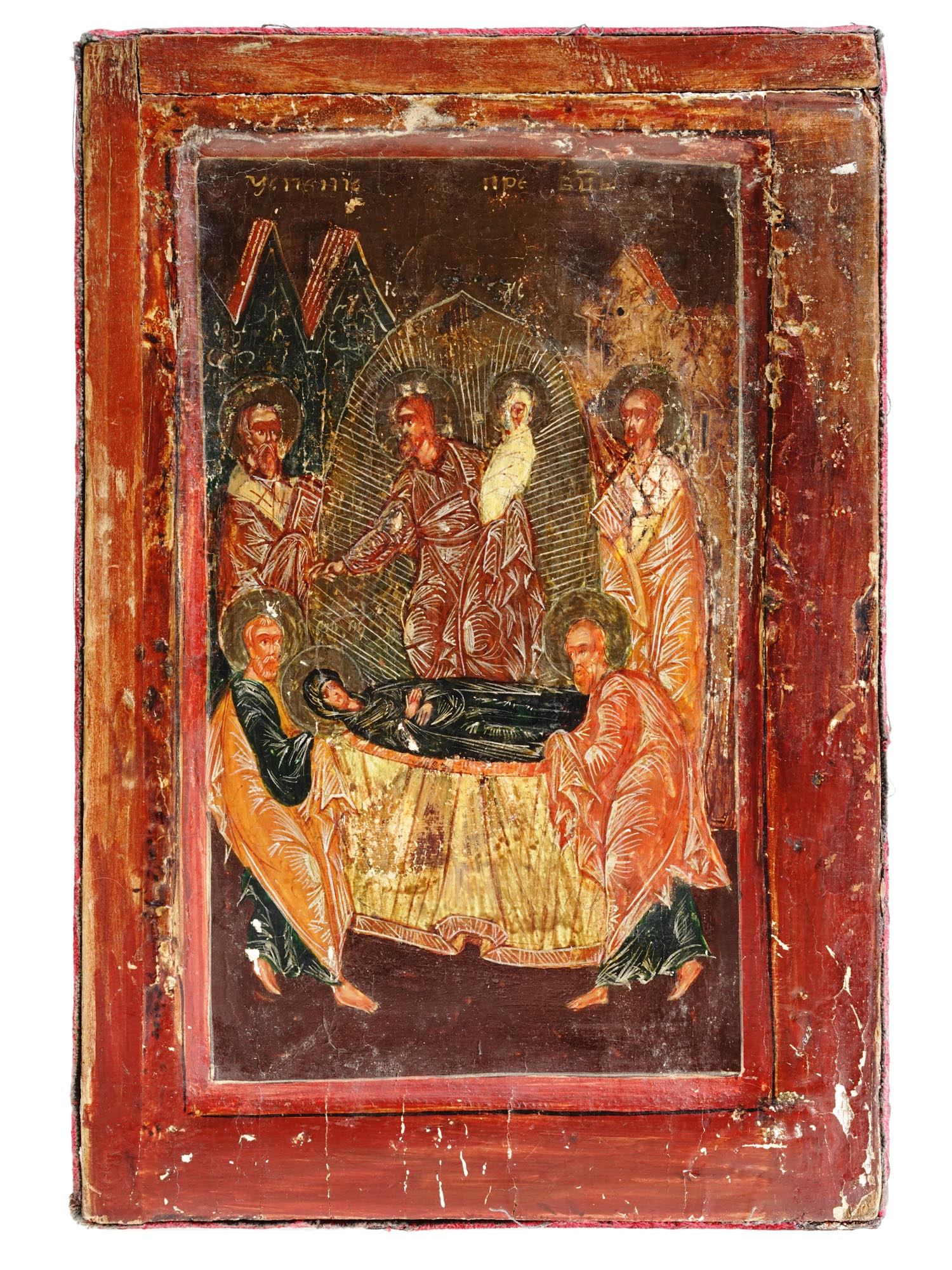 ANTIQUE RUSSIAN ICON DORMITION OF MOTHER OF GOD PIC-0