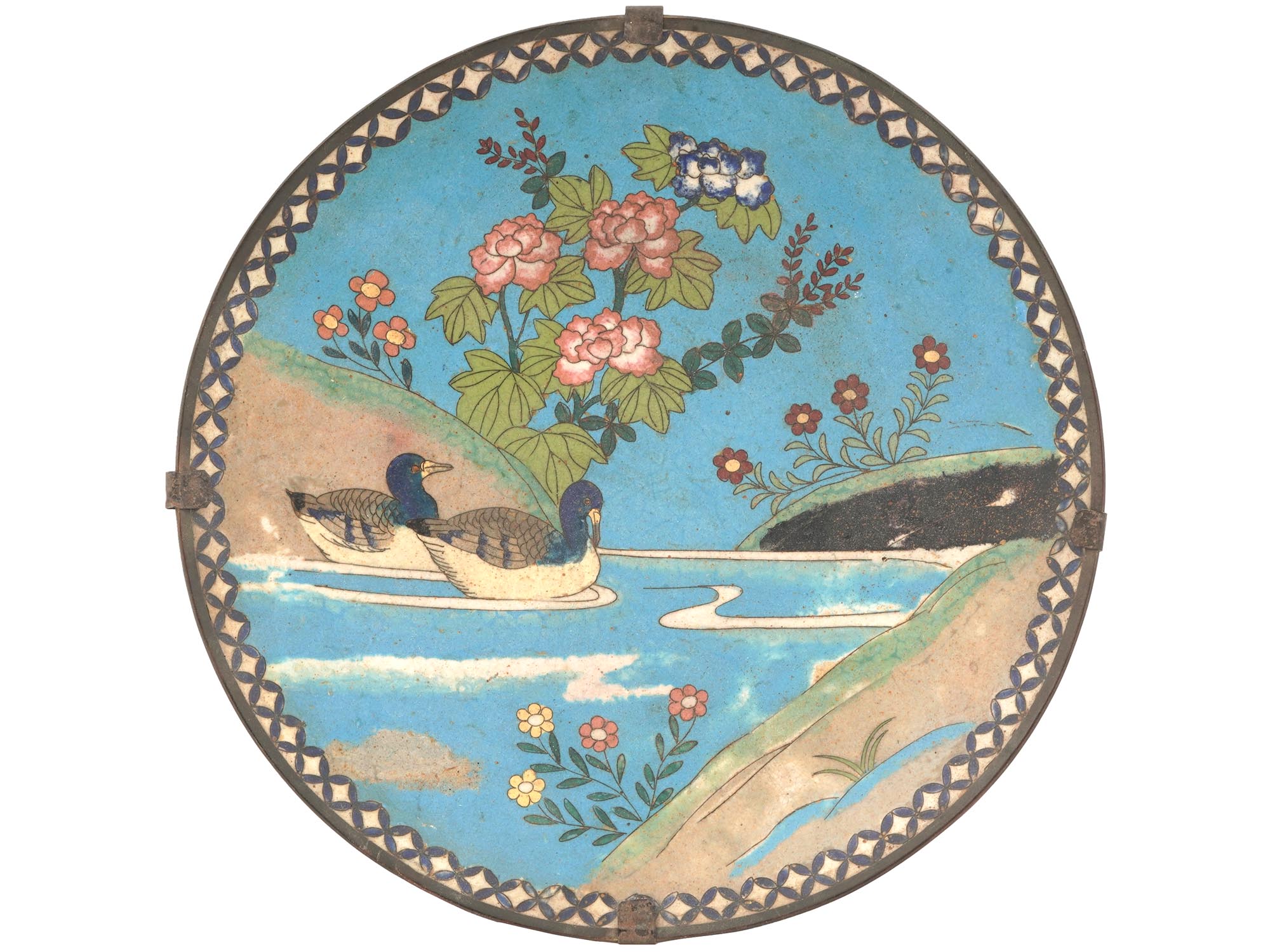 ANTIQUE JAPANESE MEIJI ERA CLOISONNE ENAMEL PLATE PIC-0