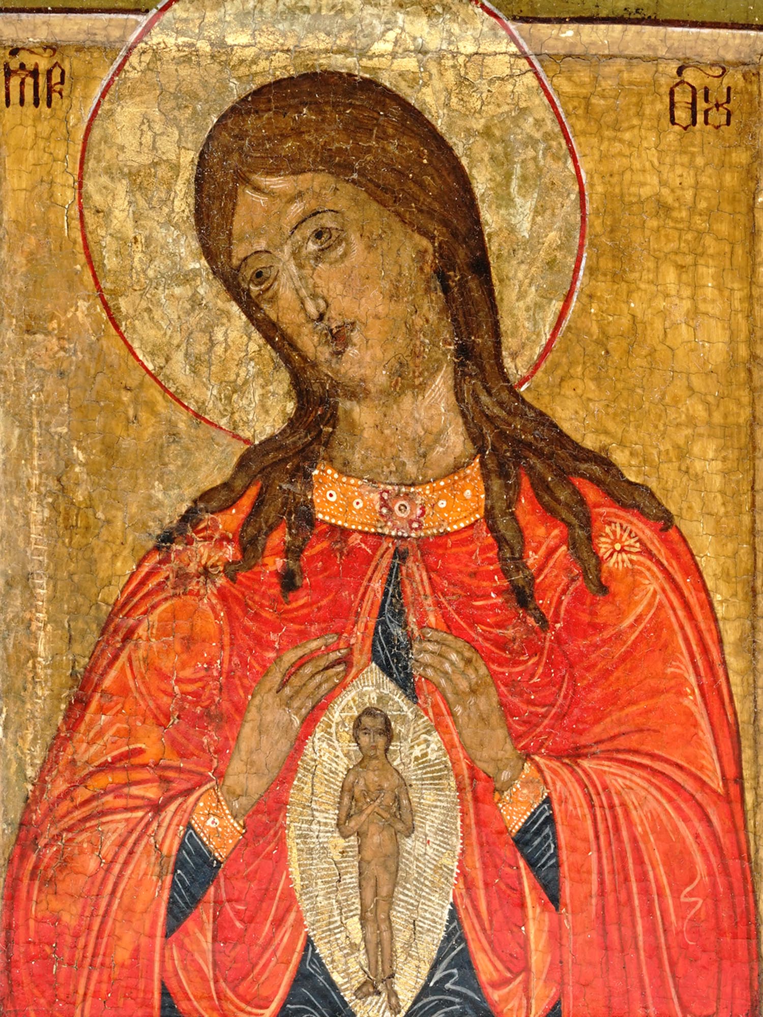 ANTIQUE 18TH C RUSSIAN ORTHODOX ICON VIRGIN MARY PIC-1