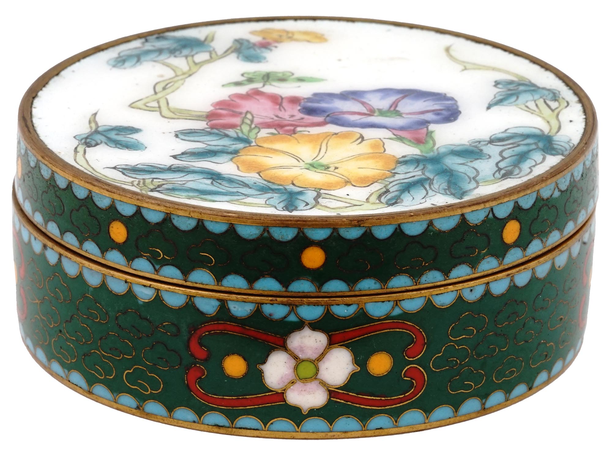 JAPANESE LATE MEIJI CLOISONNE ENAMEL POWDER BOX PIC-0