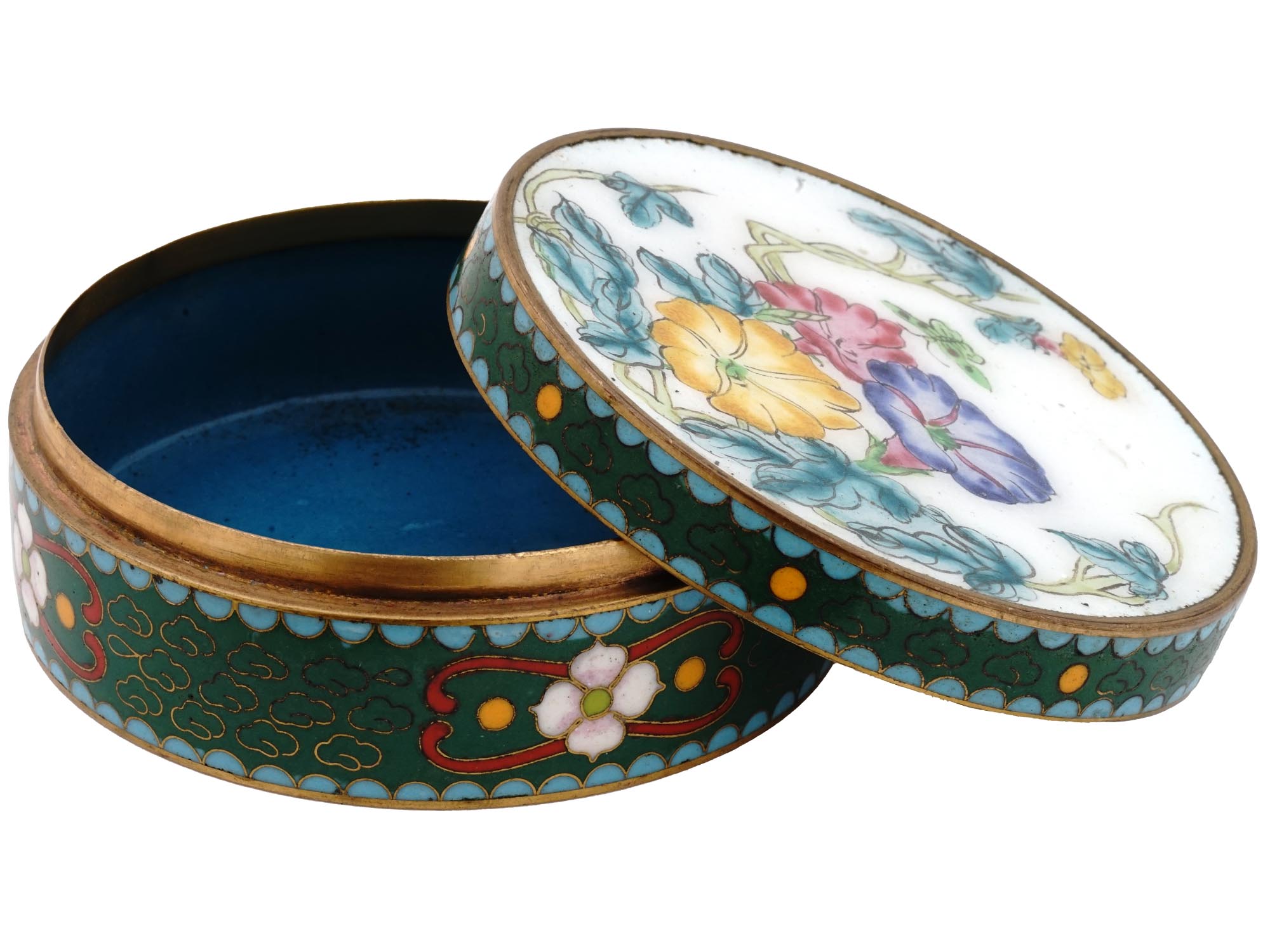 JAPANESE LATE MEIJI CLOISONNE ENAMEL POWDER BOX PIC-2