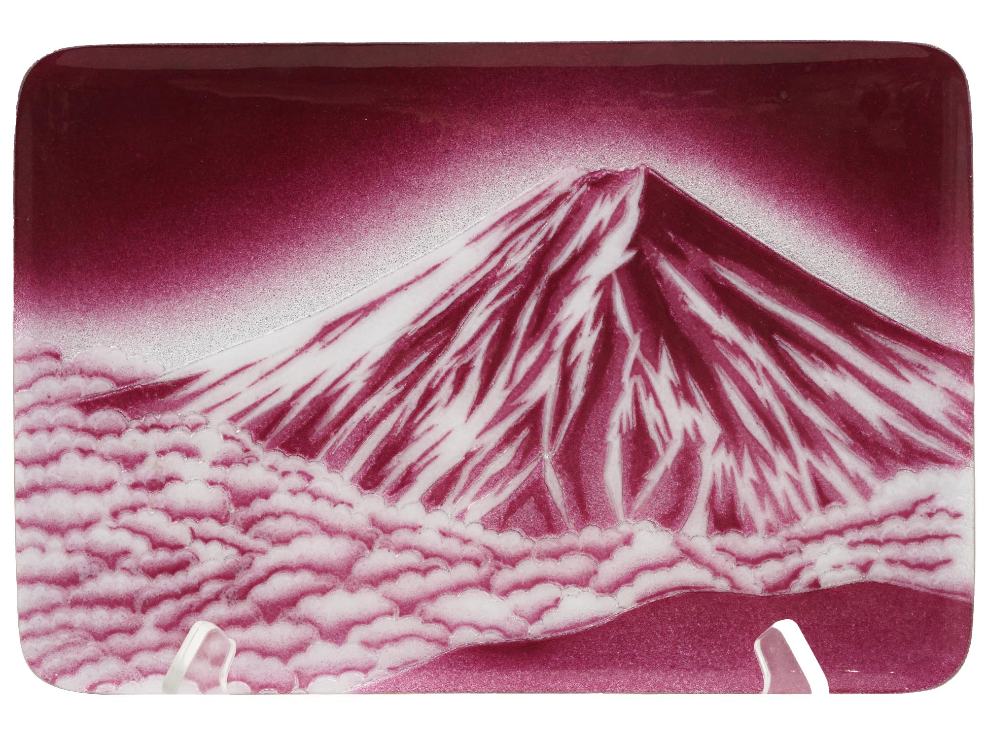 JAPANESE WIRELESS CLOSIONNE TRAY WITH MOUNT FUJI PIC-0