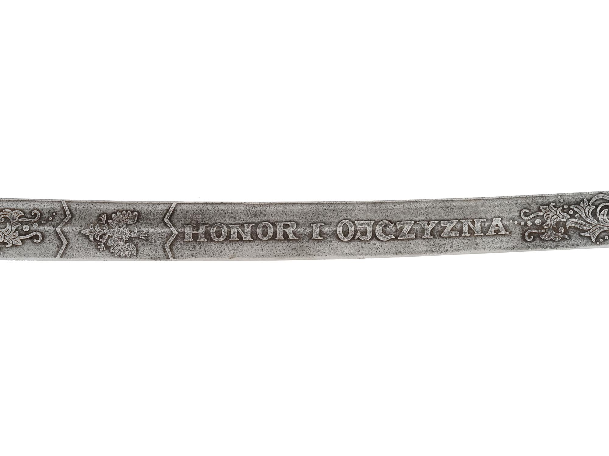 A POLISH ETCHED HONOR AND HOMELAND CAVALERY SWORD PIC-3