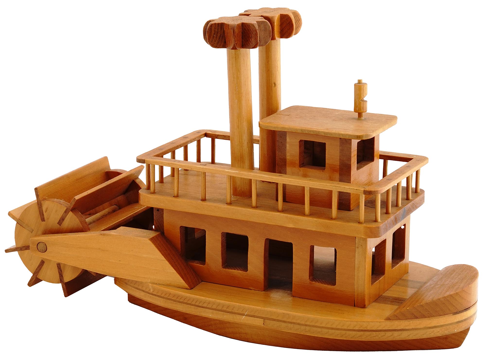 PLAYWOODS CO WOODEN PADDLE WHEEL STEAM BOAT TOY PIC-0