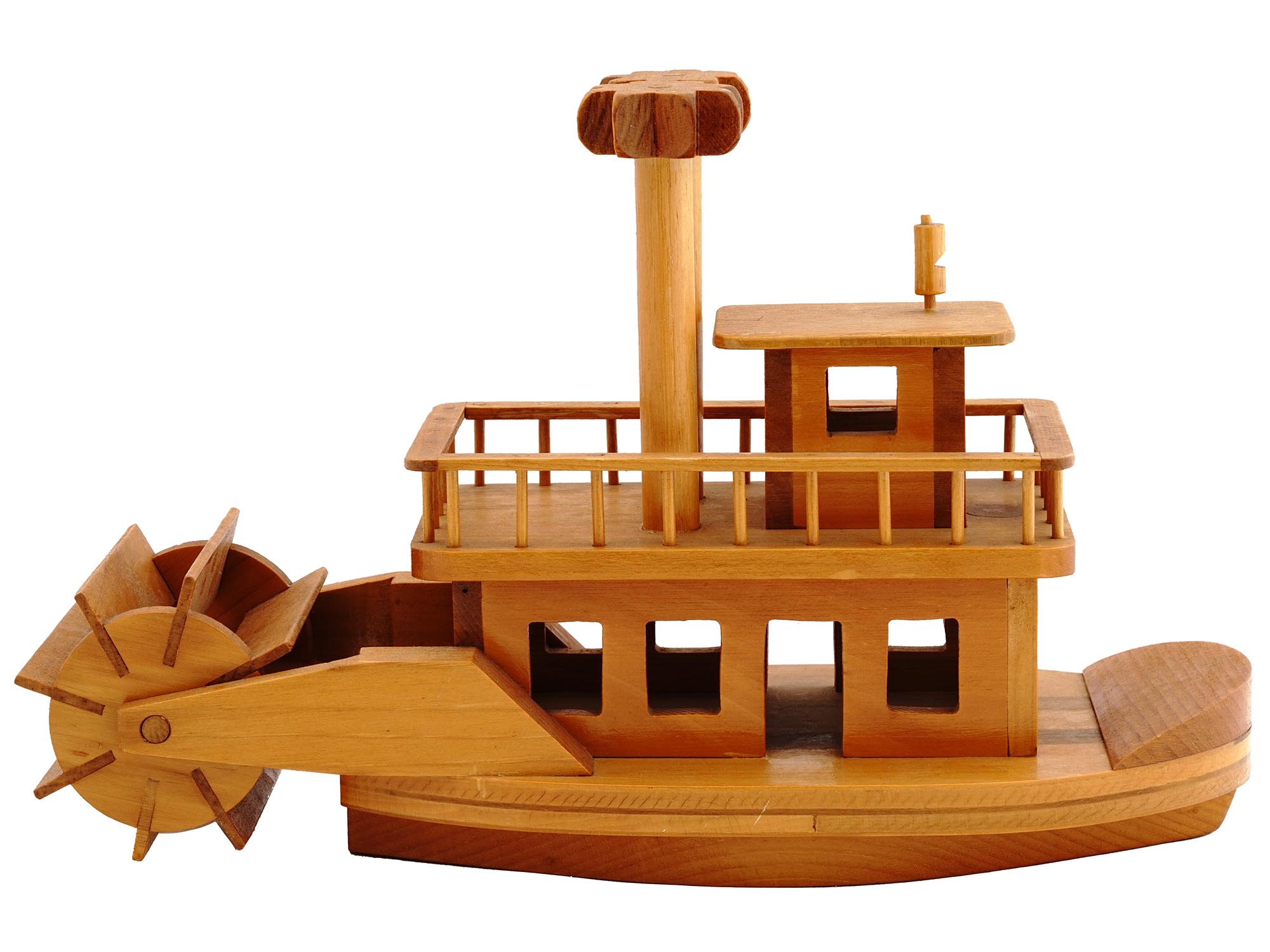 PLAYWOODS CO WOODEN PADDLE WHEEL STEAM BOAT TOY PIC-1