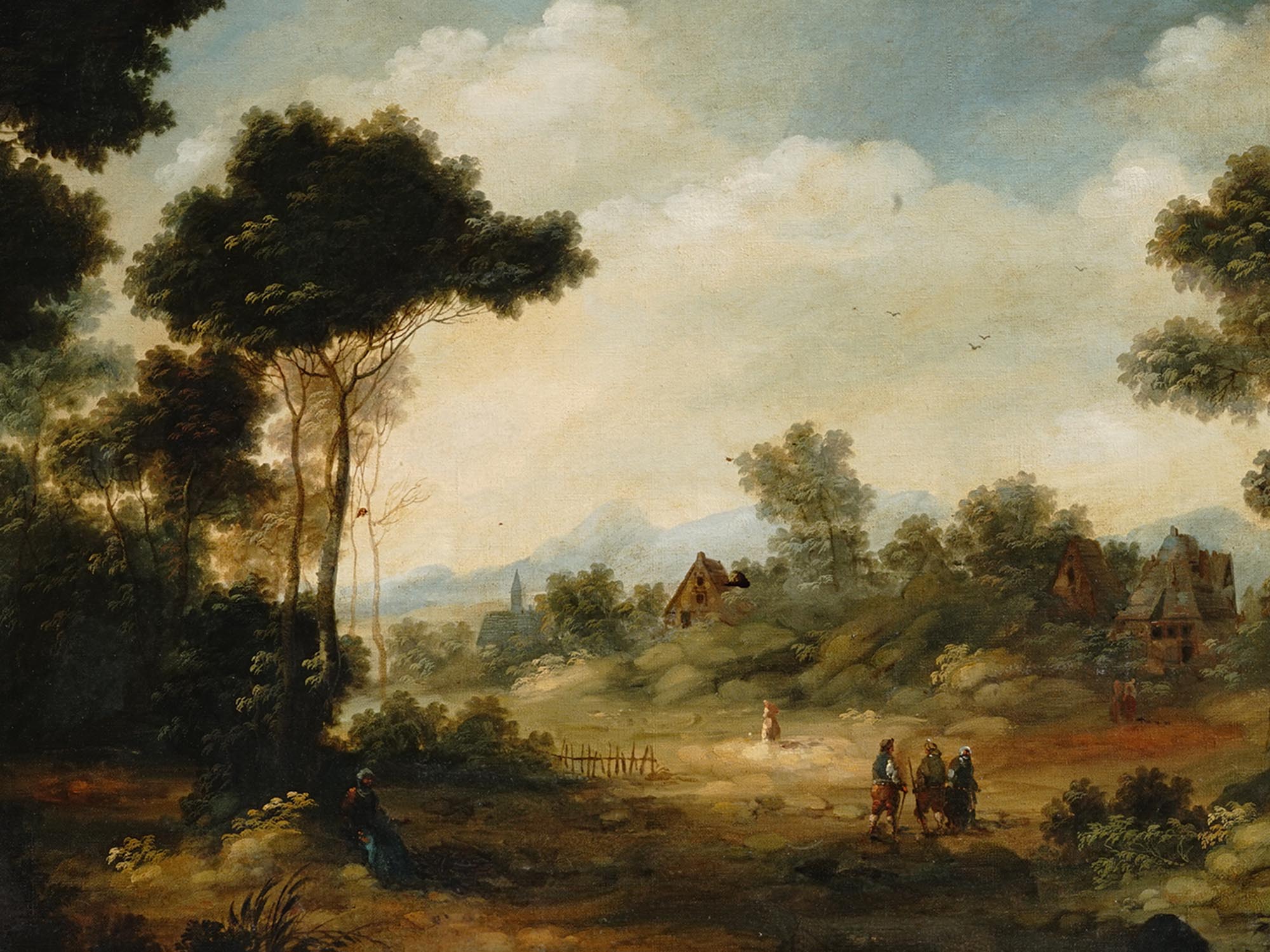 EUROPEAN SCHOOL PASTORAL LANDSCAPE OIL PAINTING PIC-1