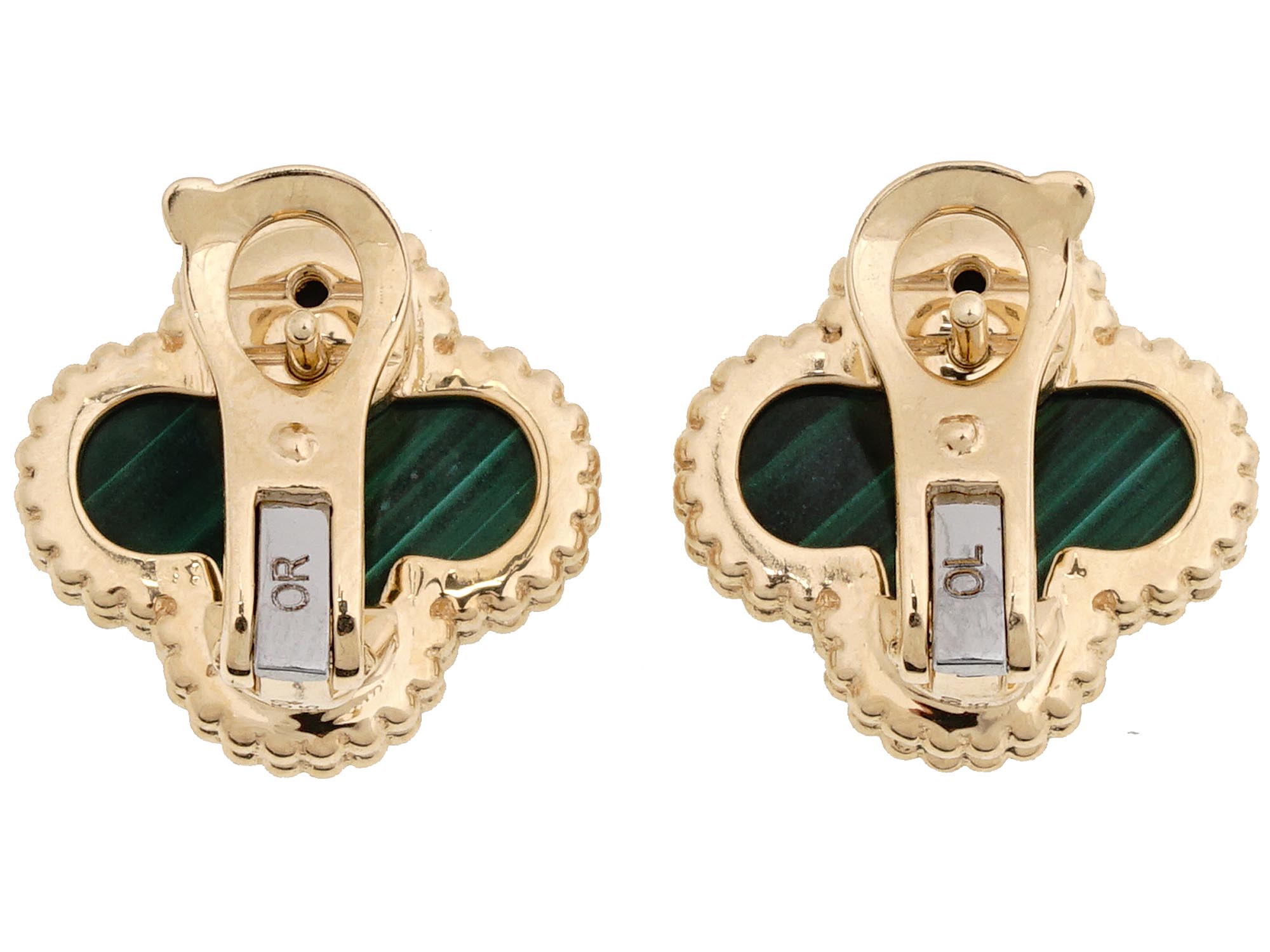 VAN CLEEF ALHAMBRA 18K GOLD MALACHITE JEWELRY SET PIC-3