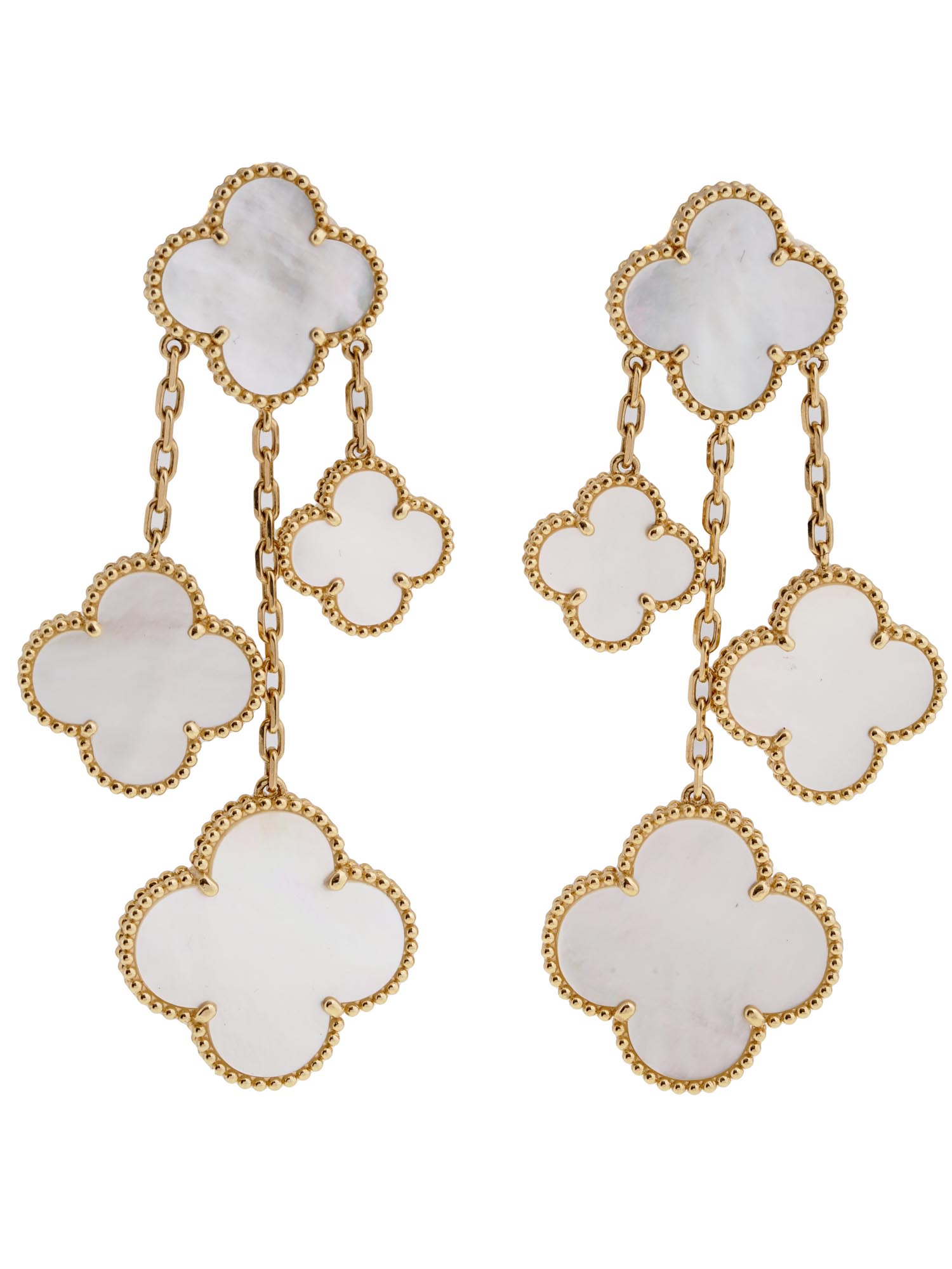 VAN CLEEF MAGIC ALHAMBRA 18K GOLD NACRE EARRINGS PIC-0