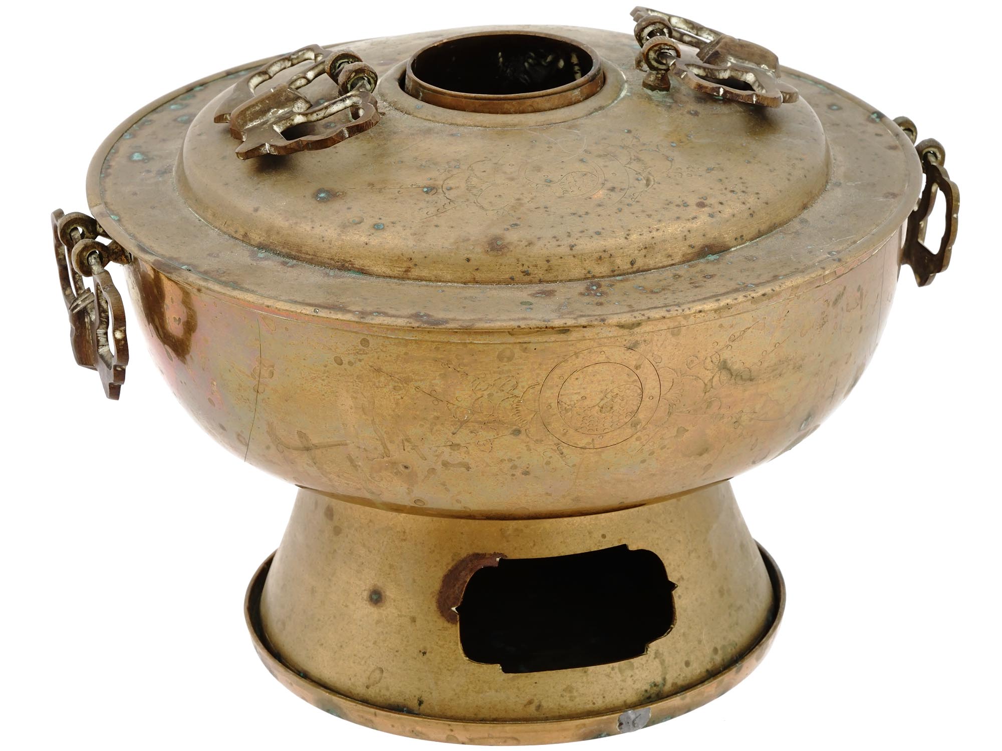 ANTIQUE LATE QING DYNASTY KOREAN BRONZE HOT POT PIC-0