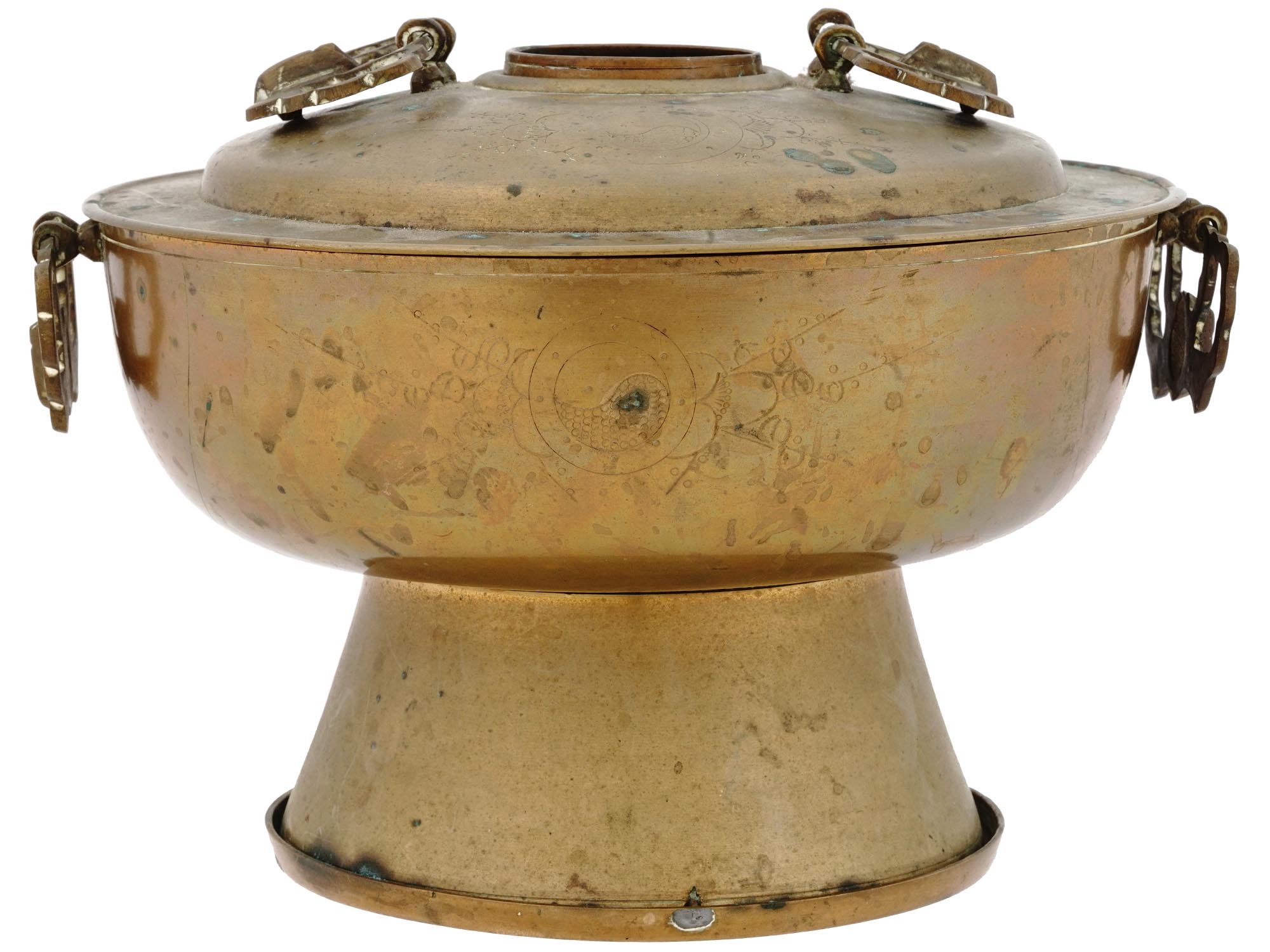 ANTIQUE LATE QING DYNASTY KOREAN BRONZE HOT POT PIC-3