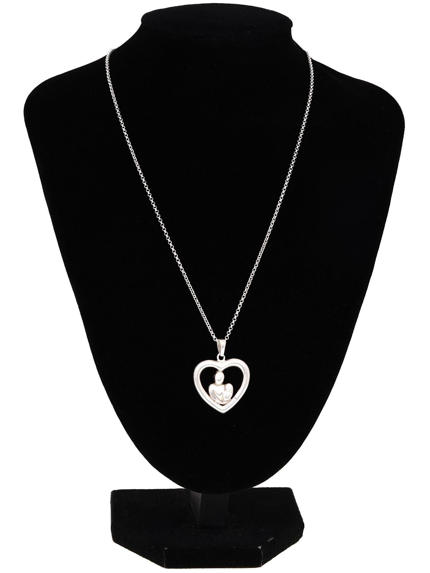 ITALIAN STERLING SILVER HEART PENDANT WITH CHAIN PIC-0