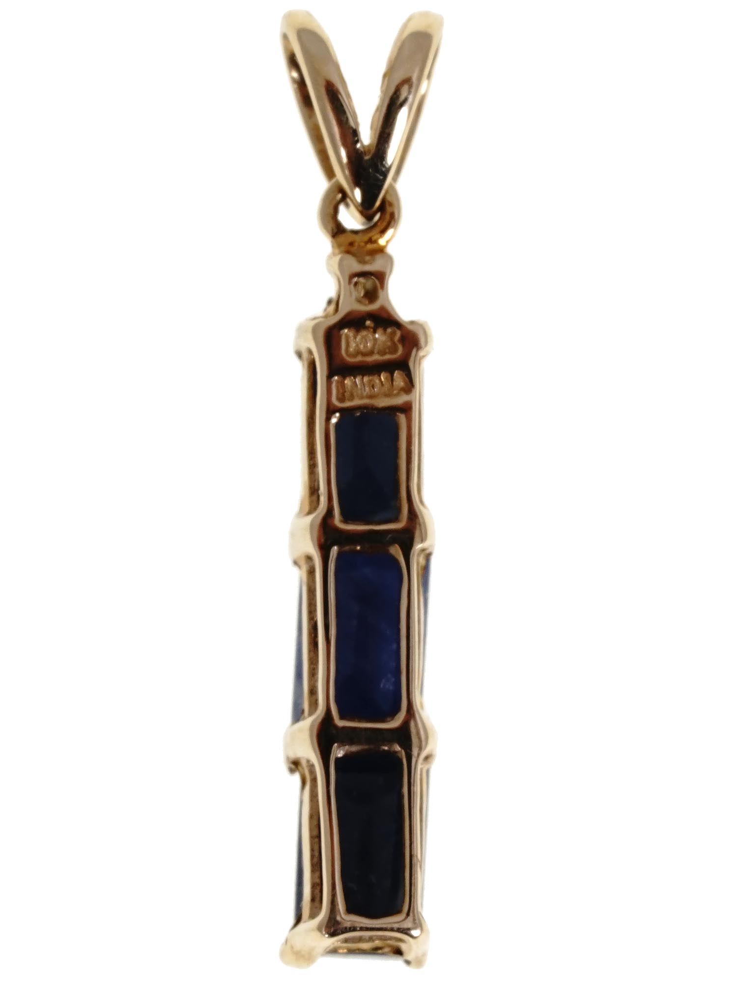 10K GOLD INDIAN DIAMOND SAPPHIRE STONES PENDANT PIC-2