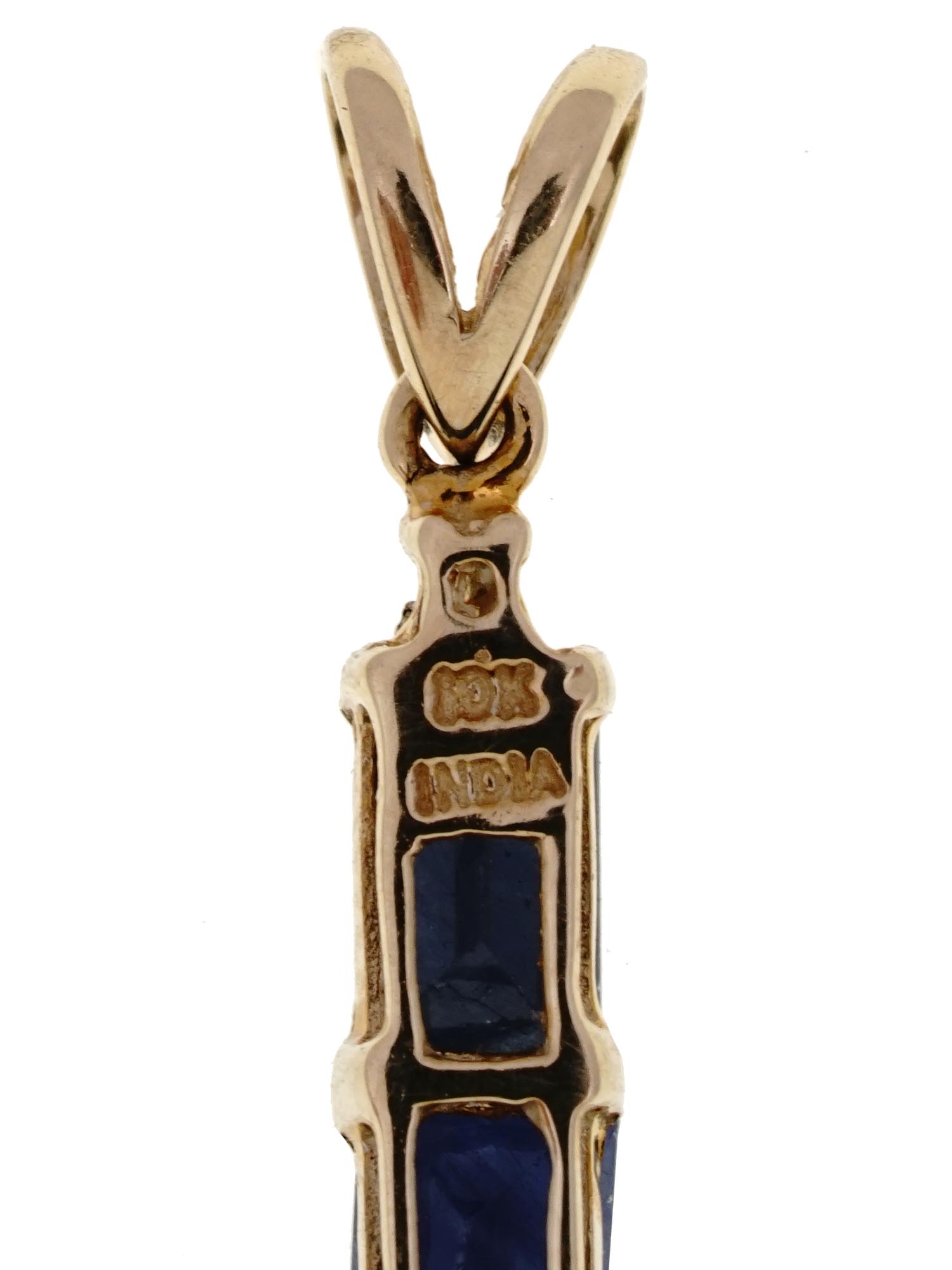 10K GOLD INDIAN DIAMOND SAPPHIRE STONES PENDANT PIC-3