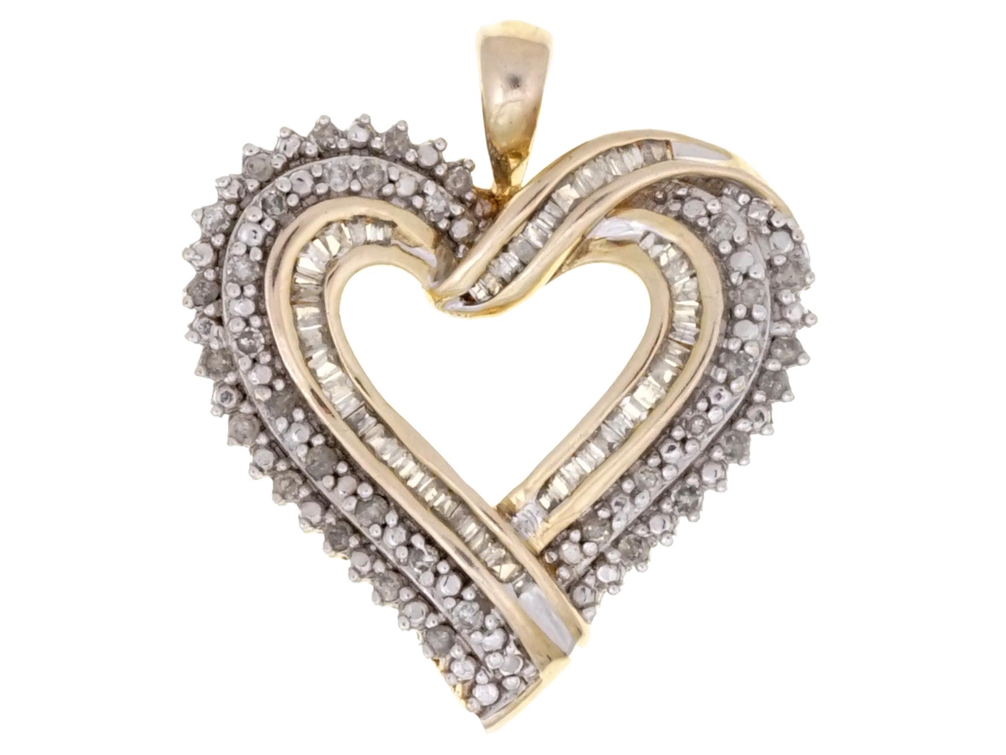 925 STERLING SILVER FAUX DIAMONDS HEART PENDANT PIC-0