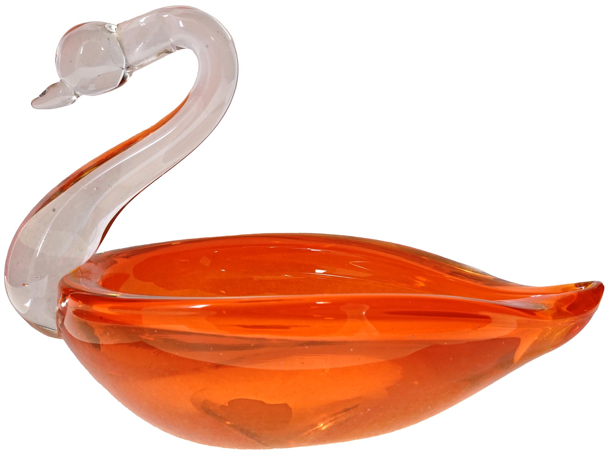 MID CENTURY FIGURAL HAND BLOWN SWAN CANDY DISH PIC-1