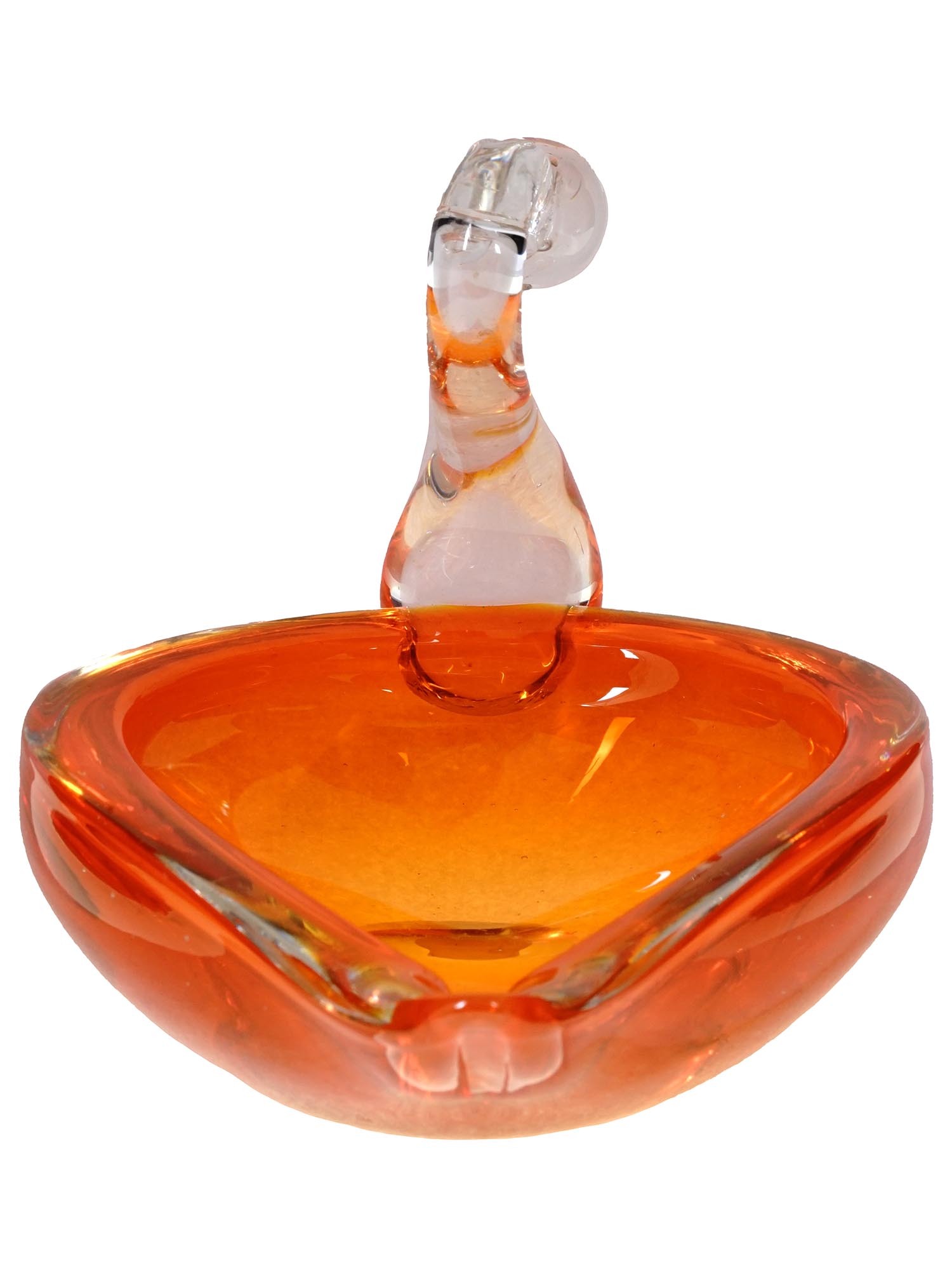 MID CENTURY FIGURAL HAND BLOWN SWAN CANDY DISH PIC-3