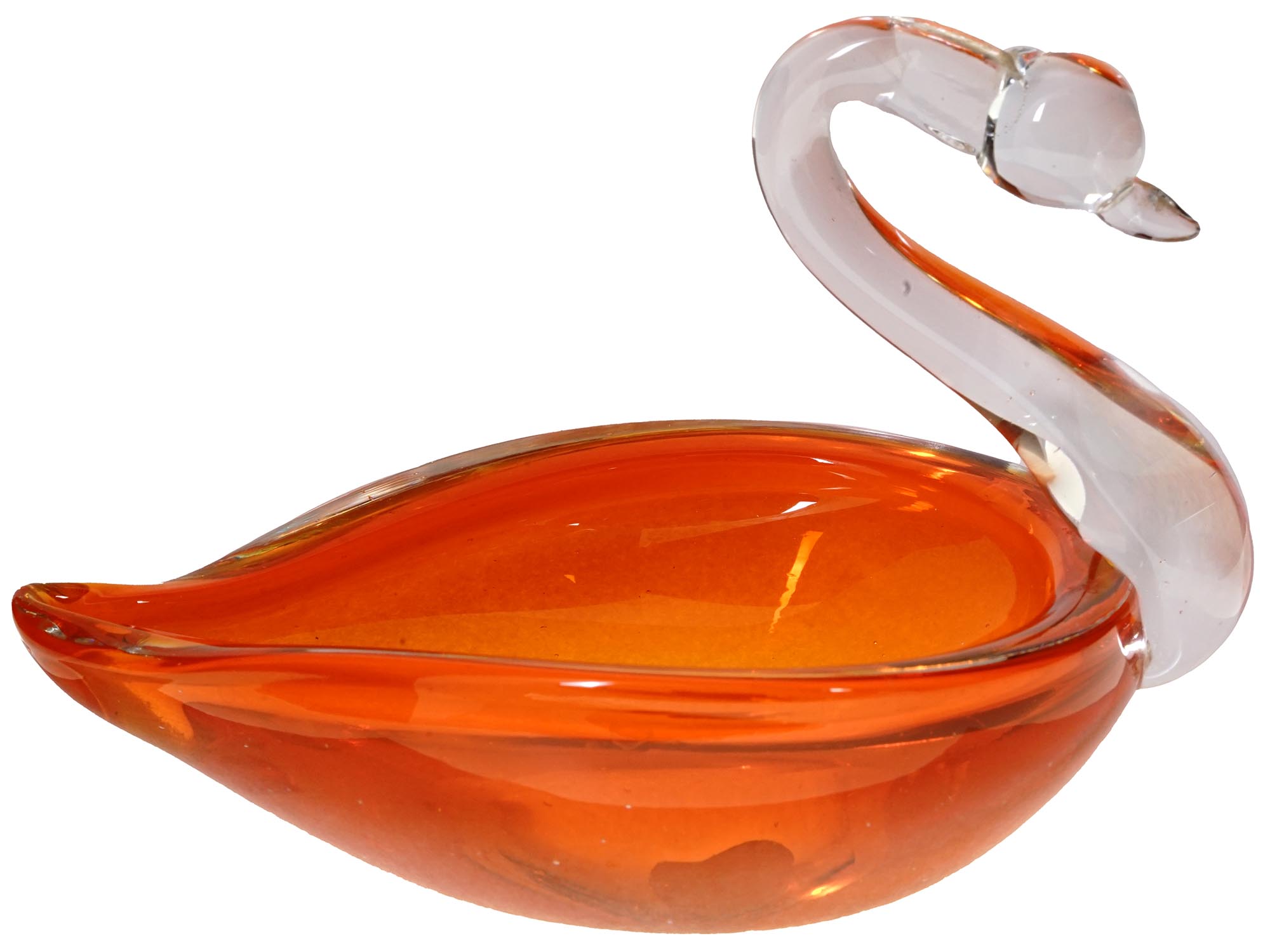 MID CENTURY FIGURAL HAND BLOWN SWAN CANDY DISH PIC-0