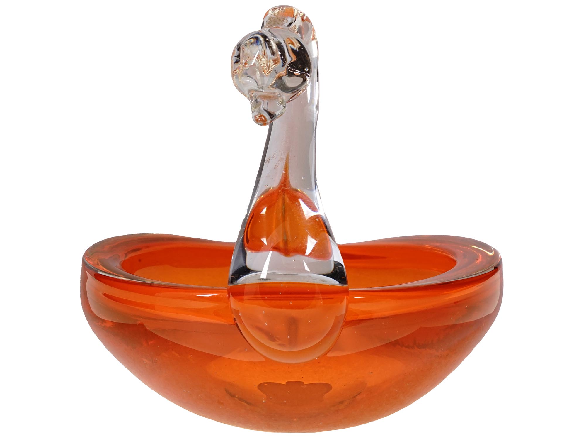 MID CENTURY FIGURAL HAND BLOWN SWAN CANDY DISH PIC-2