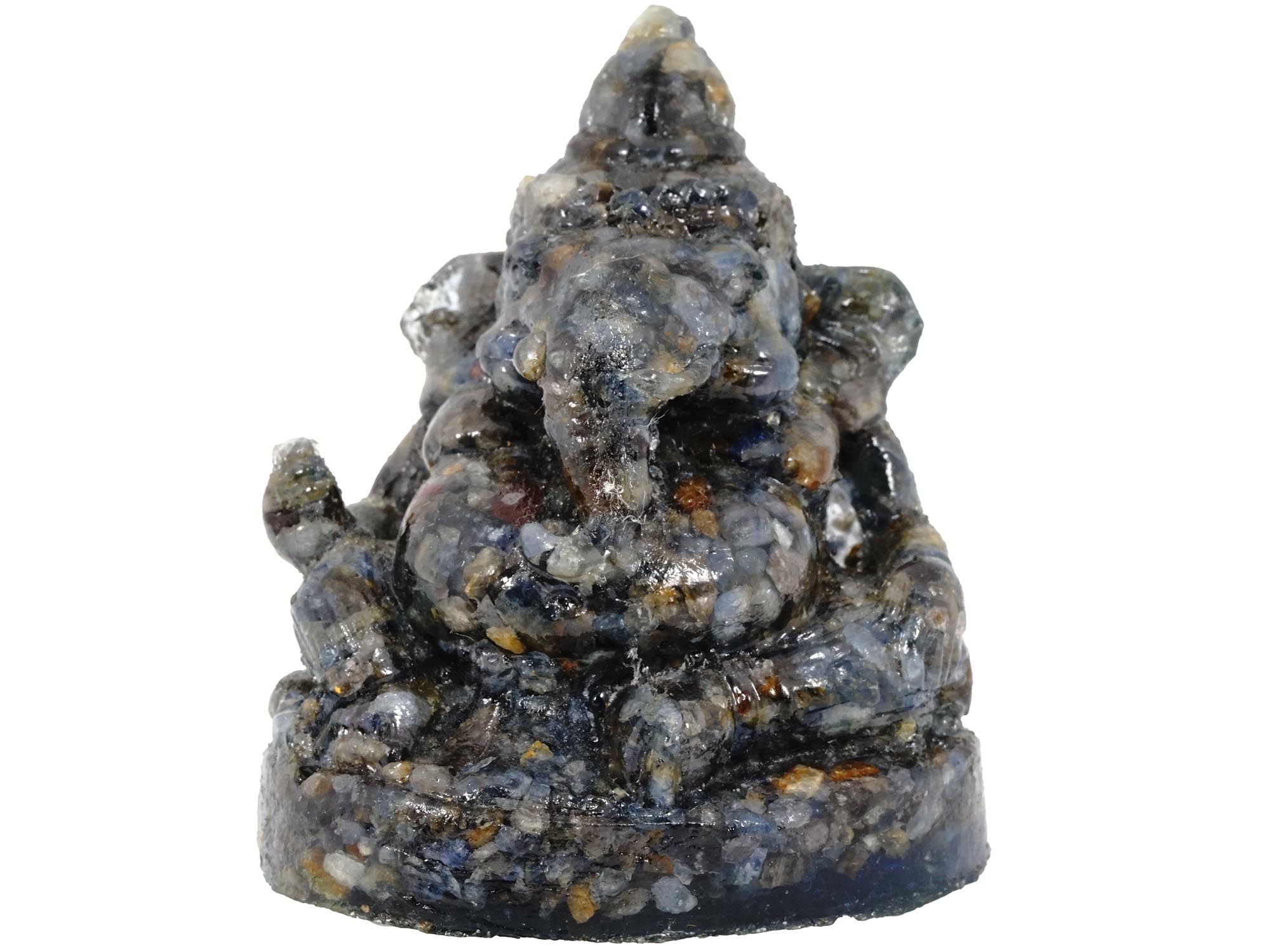 HAND CARVED SATURATED SAPPHIRE GANESHA FIGURINE PIC-1