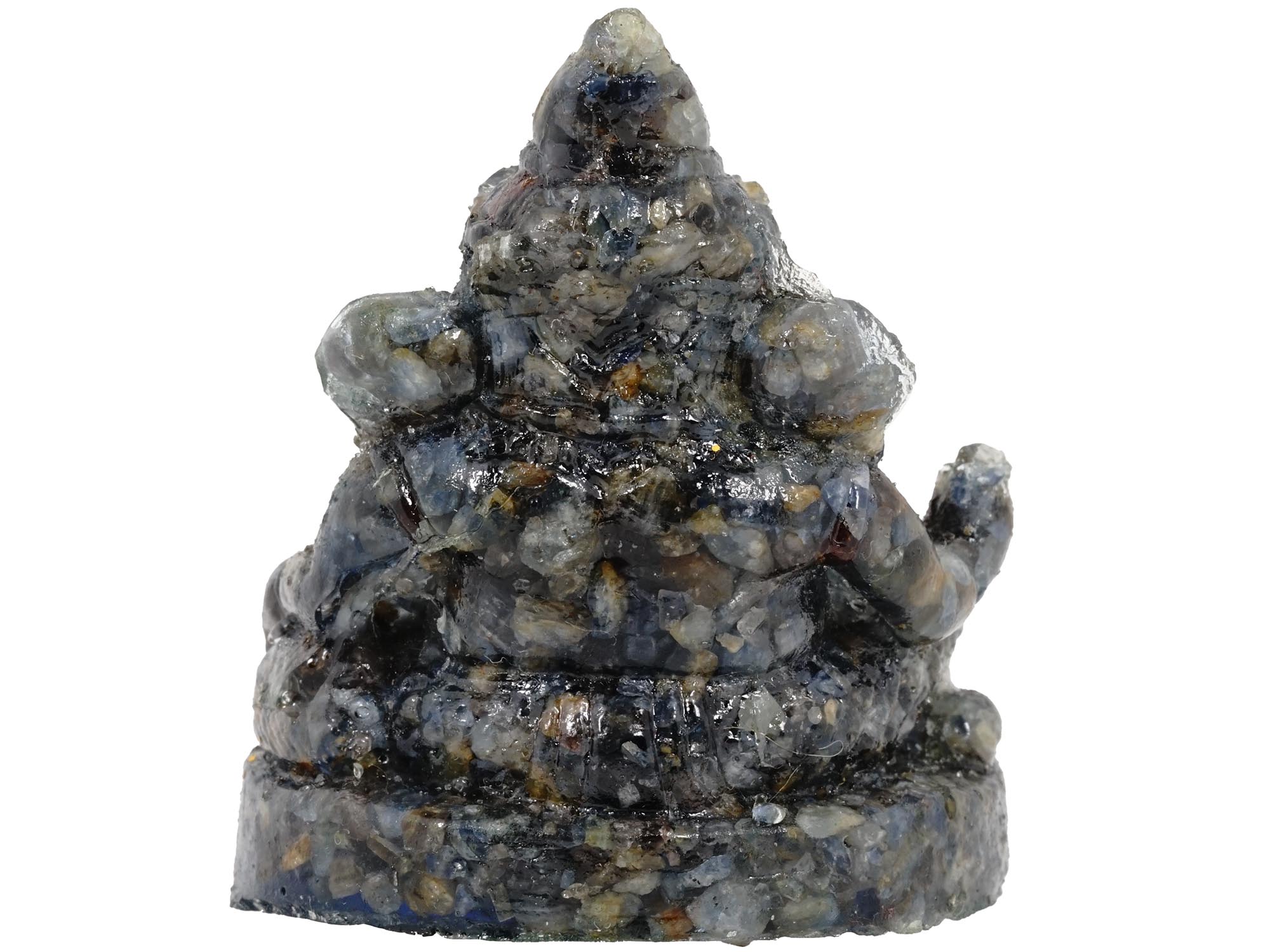 HAND CARVED SATURATED SAPPHIRE GANESHA FIGURINE PIC-2