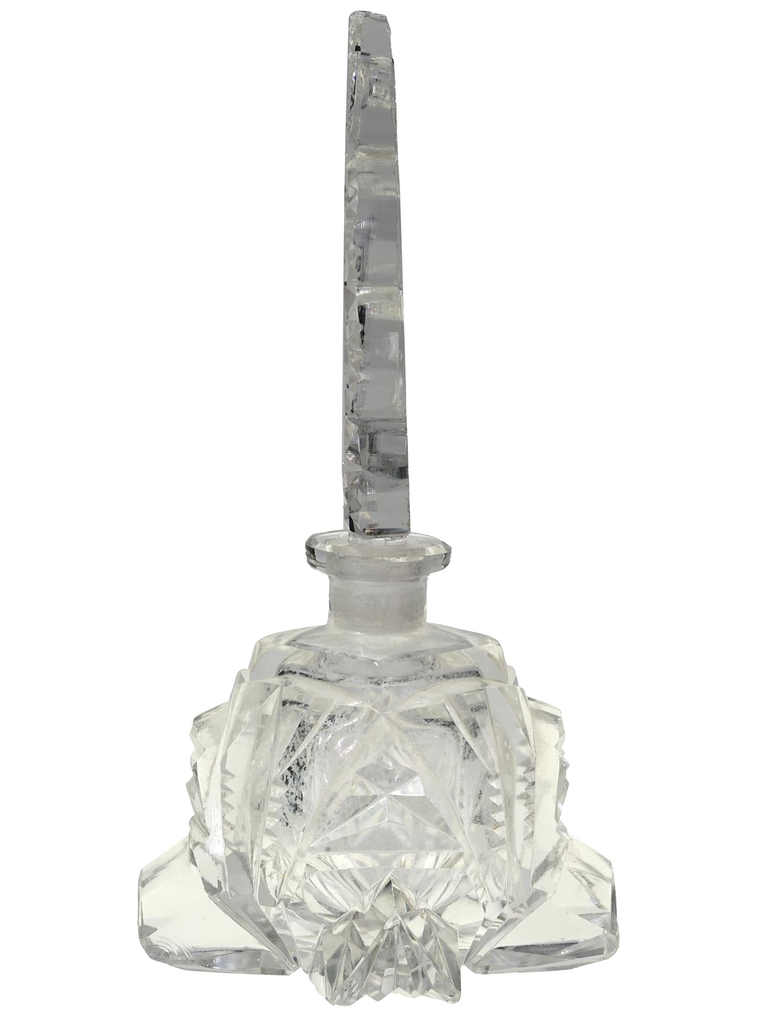 VINTAGE CRYSTAL CUT PERFUME BOTTLE WITH A LID PIC-2