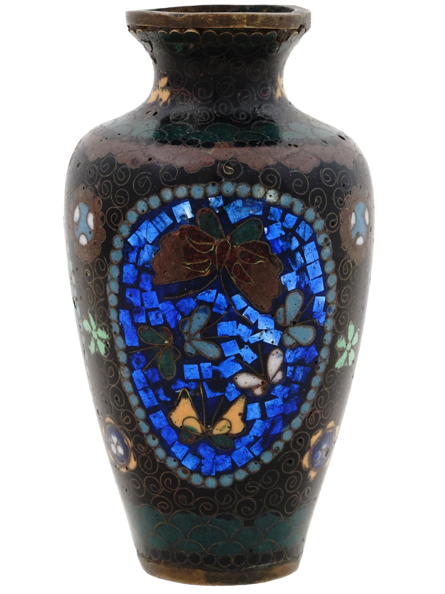 ANTIQUE JAPANESE MEIJI PERIOD ENAMEL VASE PIC-0