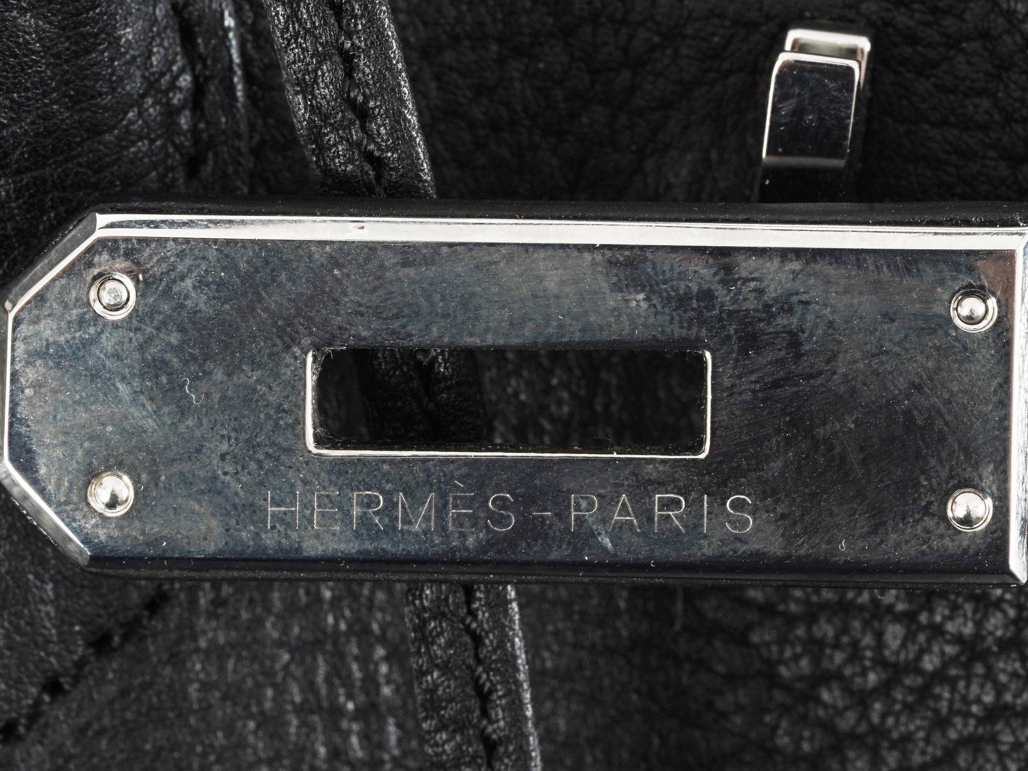 VINTAGE HERMES BIRKIN BLACK LEATHER HAND BAG PIC-8