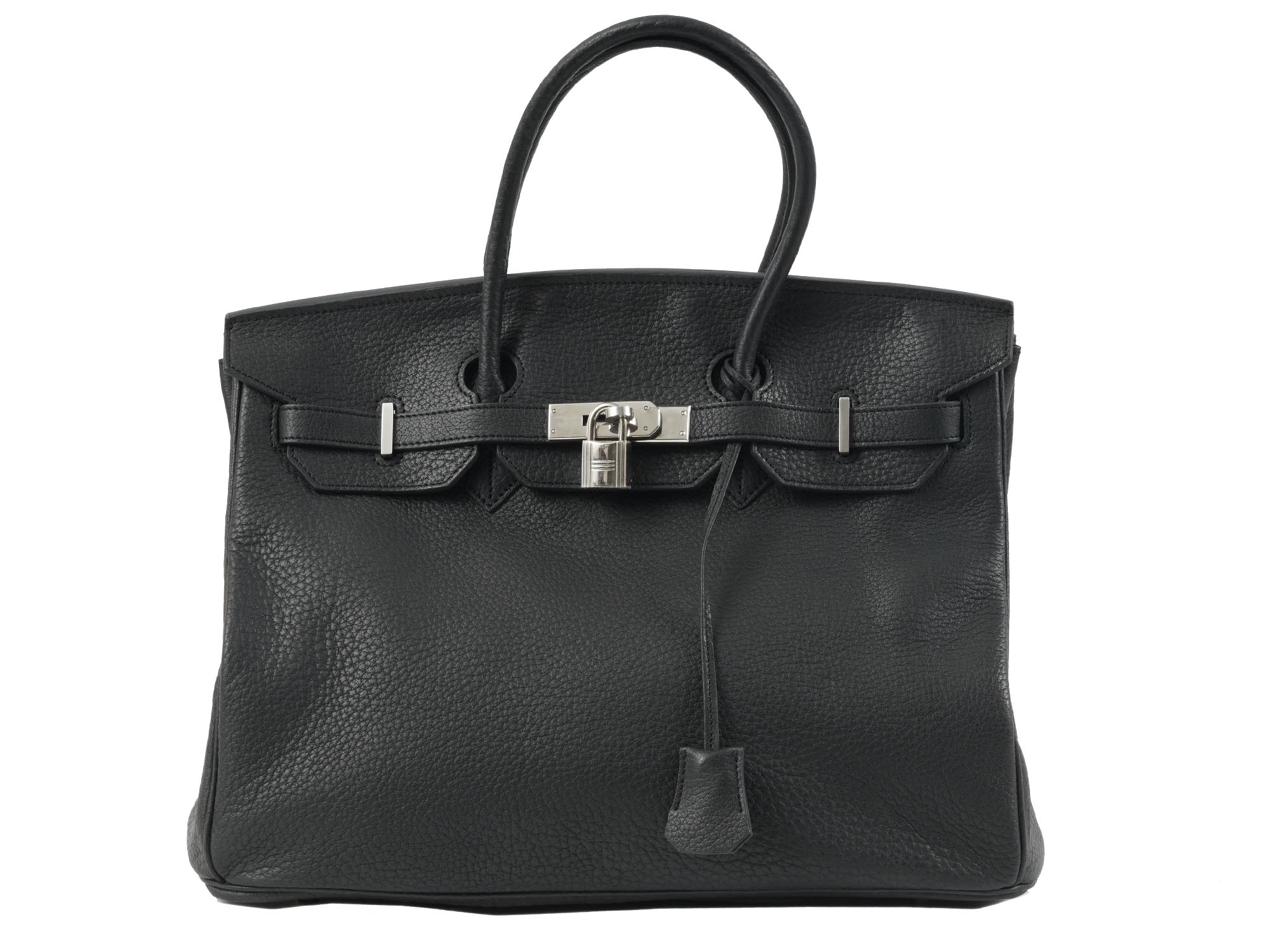 VINTAGE HERMES BIRKIN BLACK LEATHER HAND BAG PIC-1