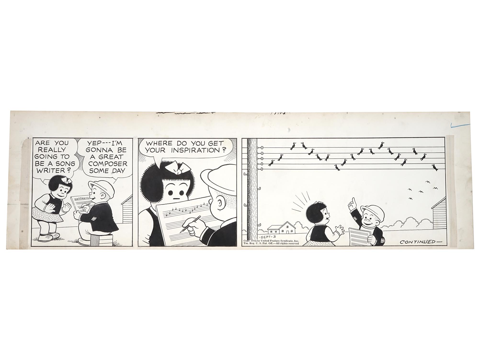 ORIGINAL COMIC STRIP DRAWING BY ERNIE BUSHMILLER PIC-0