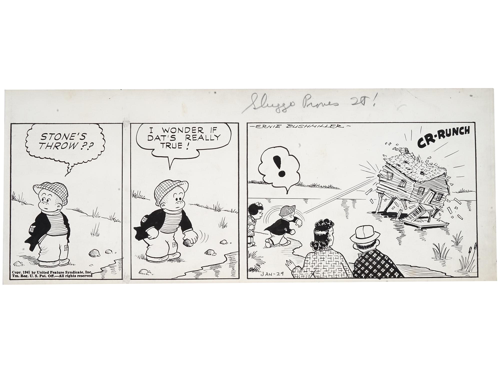 ORIGINAL COMIC STRIP DRAWING BY ERNIE BUSHMILLER PIC-0