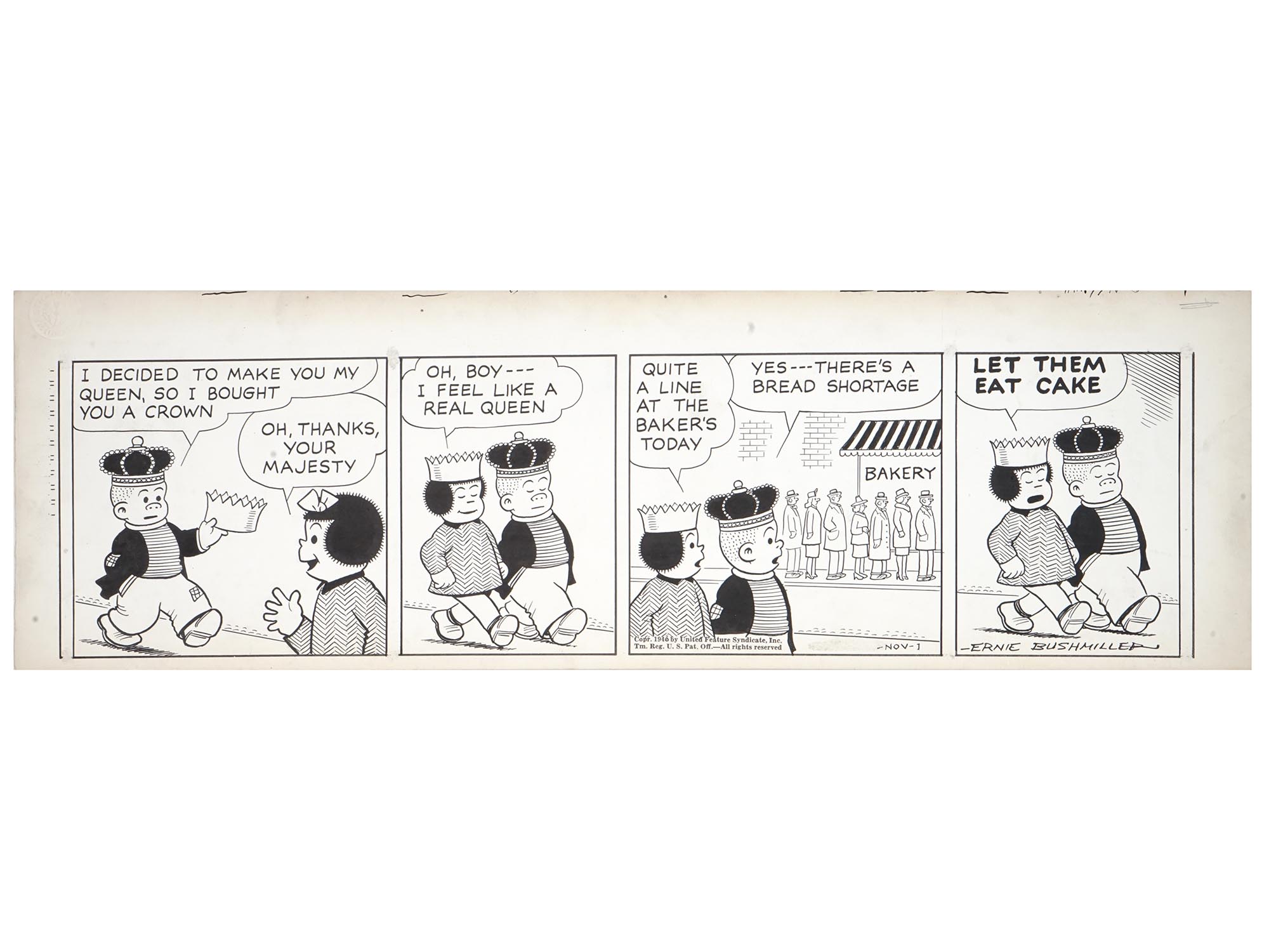 ORIGINAL COMIC STRIP DRAWING BY ERNIE BUSHMILLER PIC-0