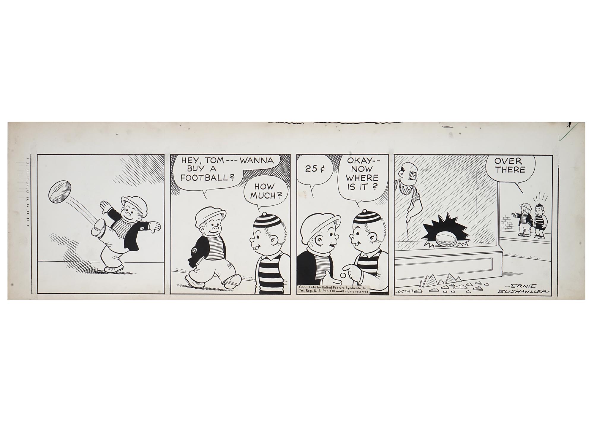 ORIGINAL COMIC STRIP DRAWING BY ERNIE BUSHMILLER PIC-0