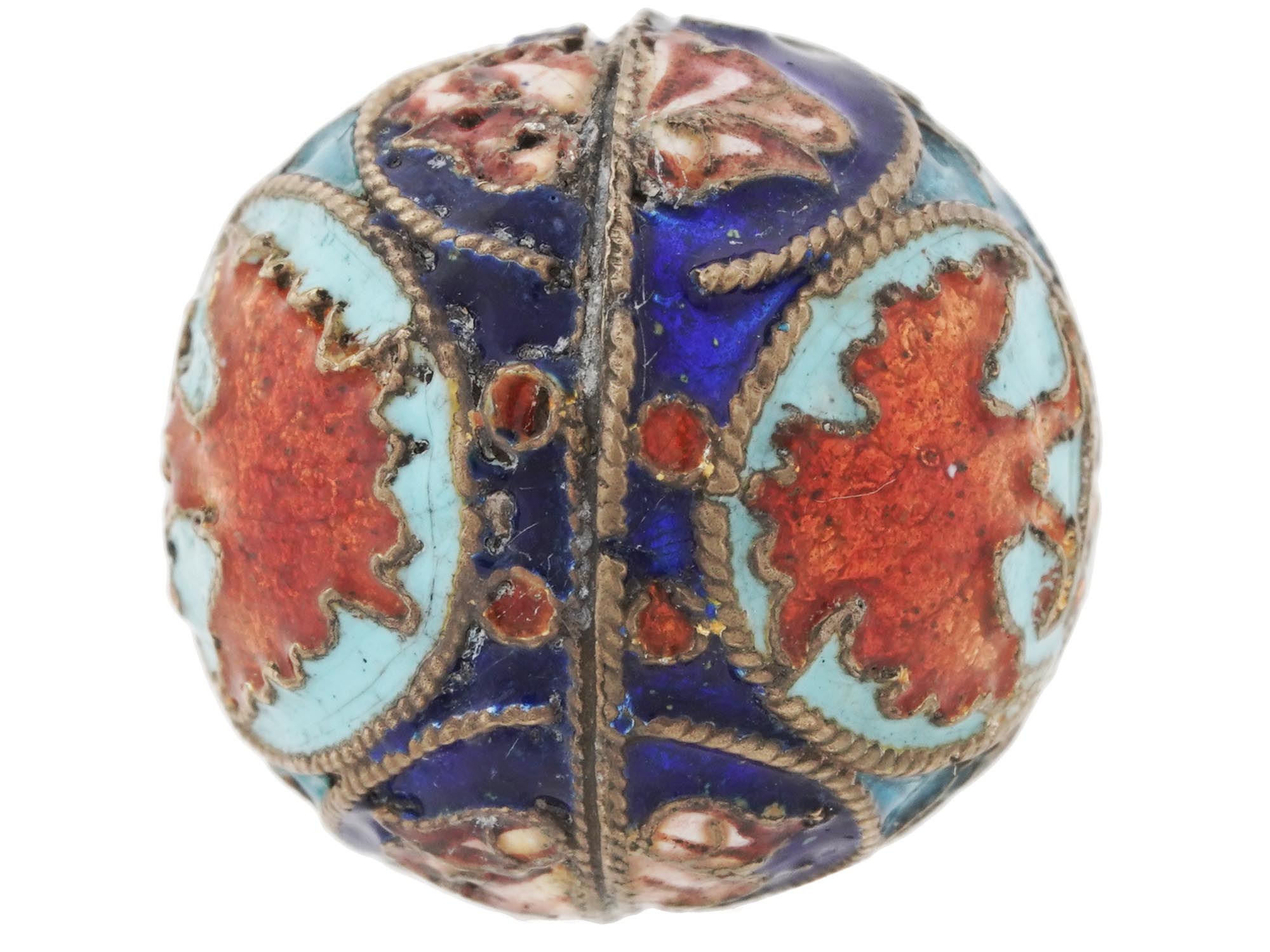 RUSSIAN 84 GILT SILVER AND ENAMEL EGG PENDANT PIC-3