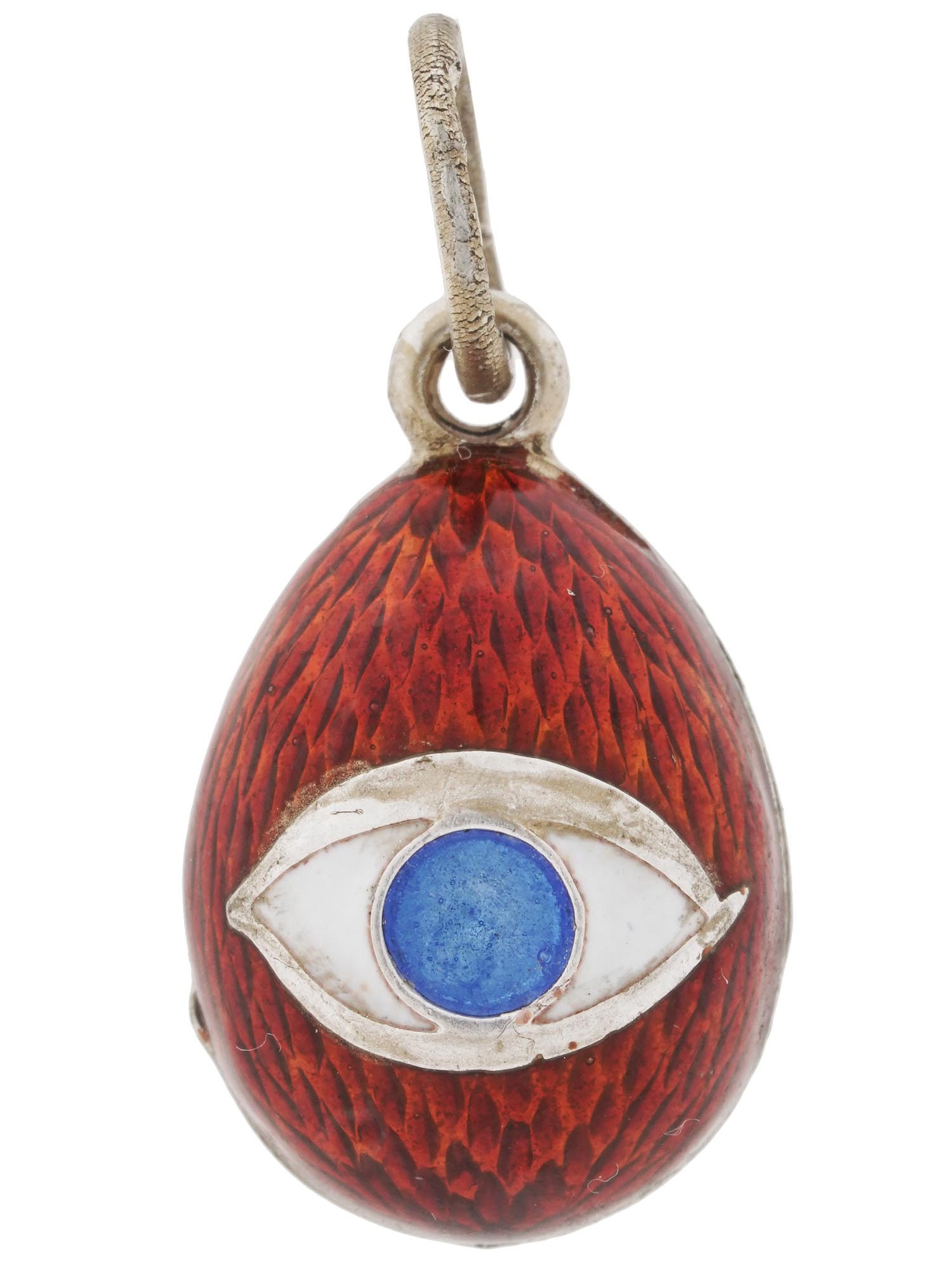 RUSSIAN 88 SILVER ENAMEL EYE EGG PENDANT PIC-0