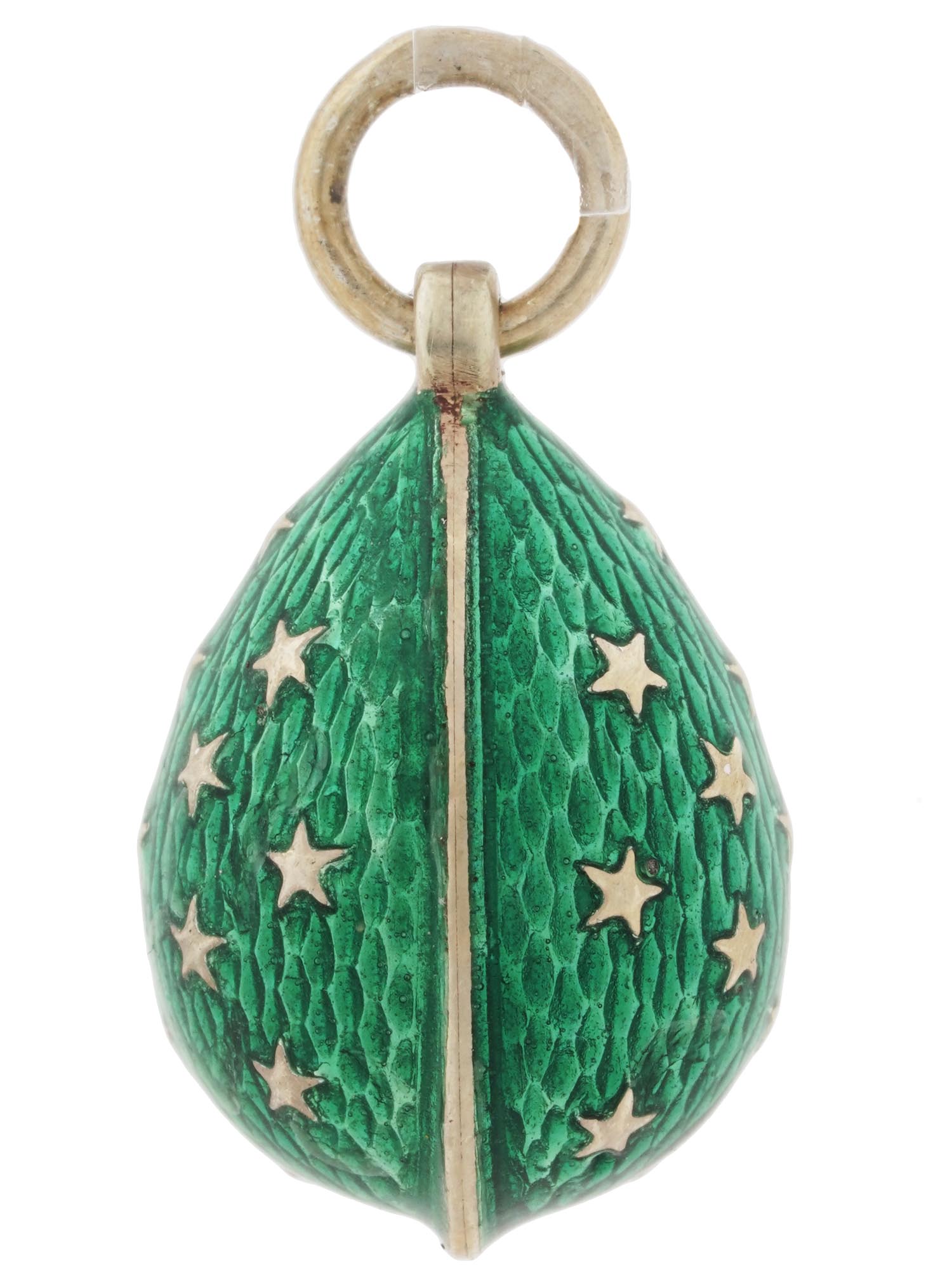 RUSSIAN 88 GILT SILVER ENAMEL EGG PENDANT PIC-2