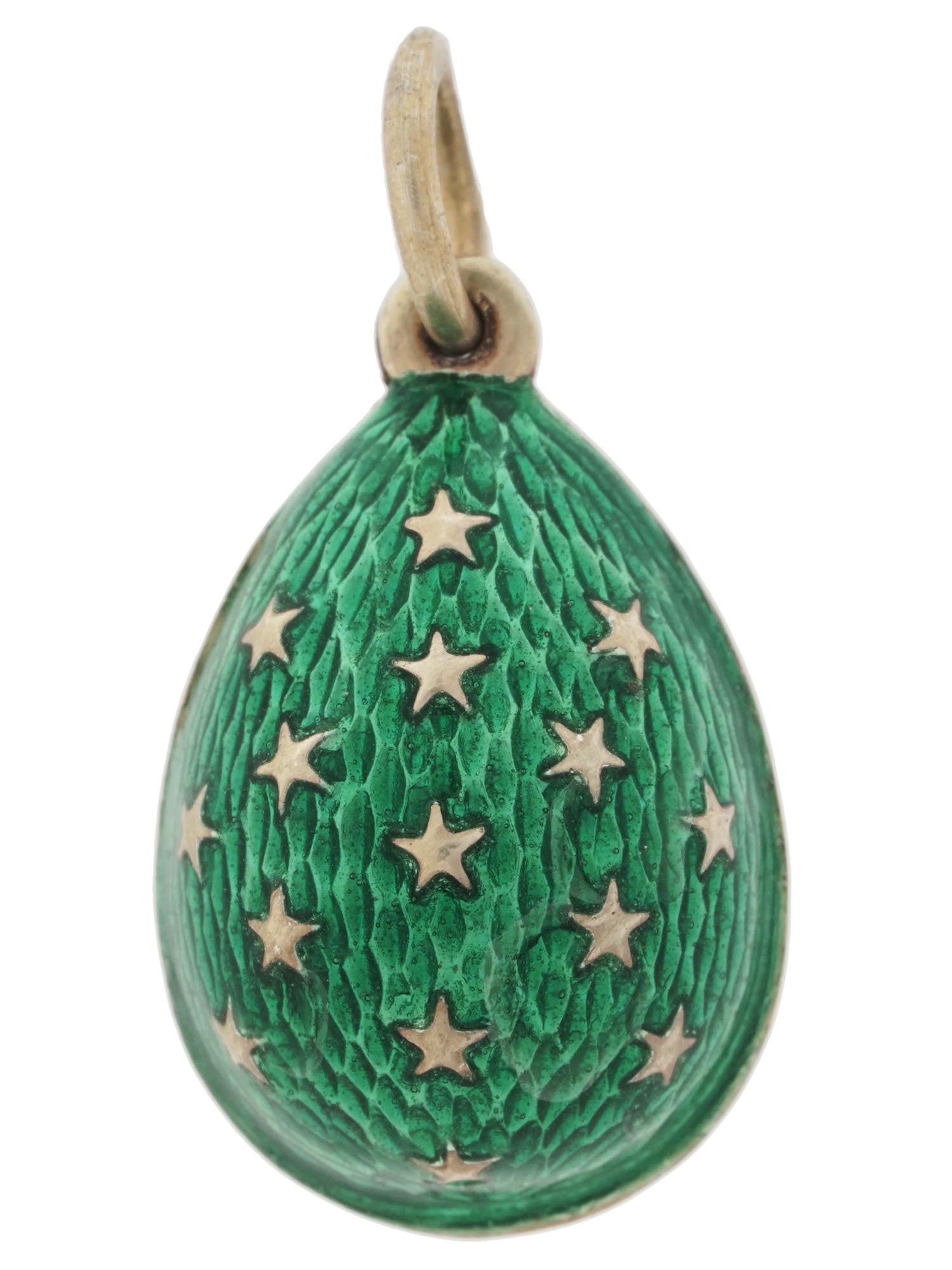 RUSSIAN 88 GILT SILVER ENAMEL EGG PENDANT PIC-1