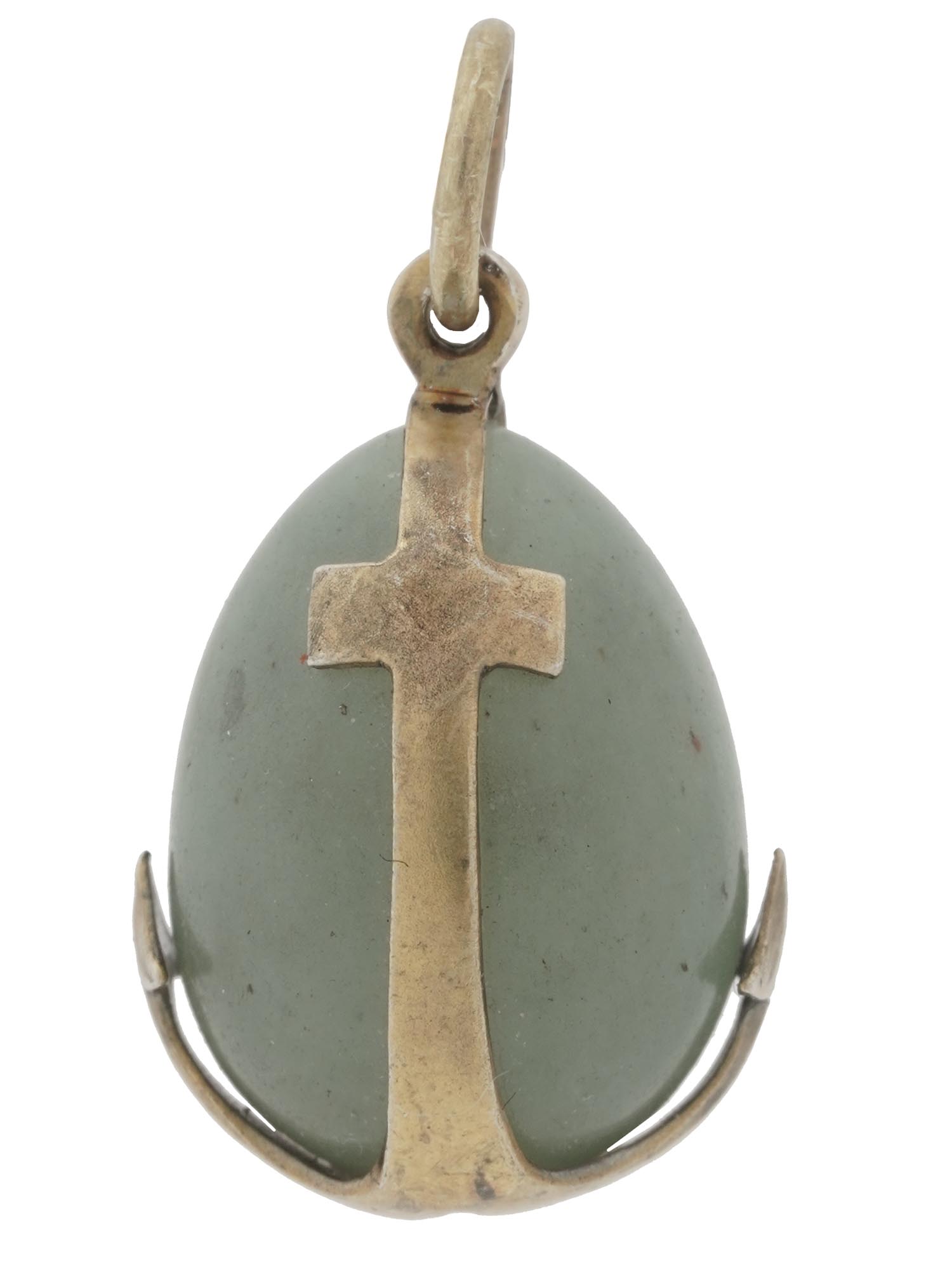 RUSSIAN GILT SILVER CARVED EASTER EGG PENDANT PIC-2