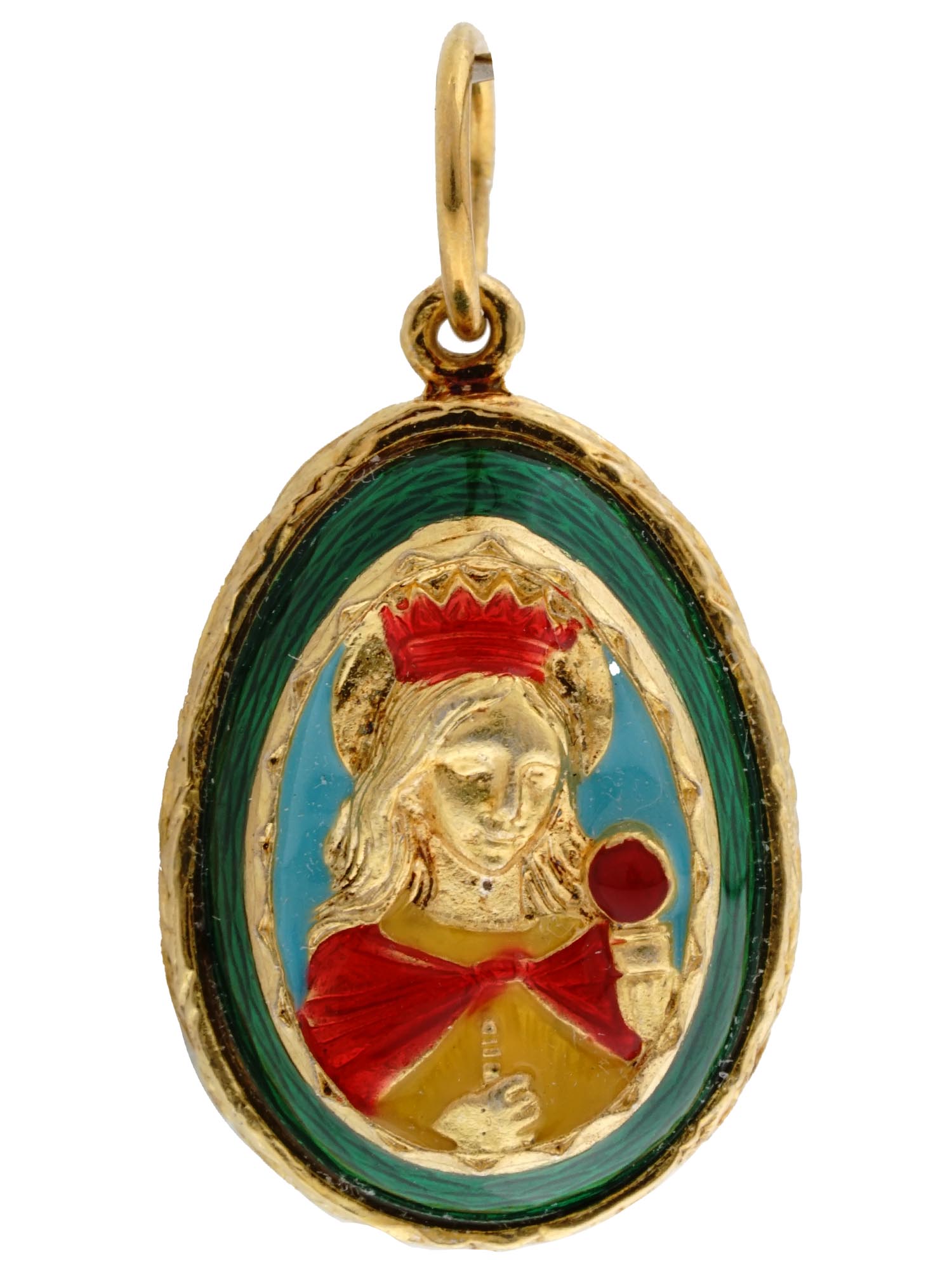 RUSSIAN IMPERIAL GILT SILVER ENAMEL EGG PENDANT PIC-0