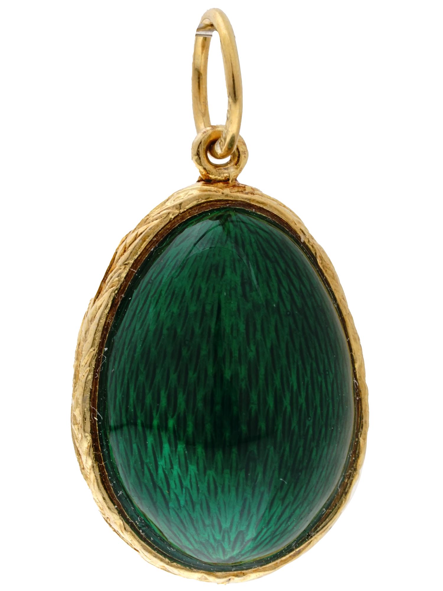 RUSSIAN IMPERIAL GILT SILVER ENAMEL EGG PENDANT PIC-3