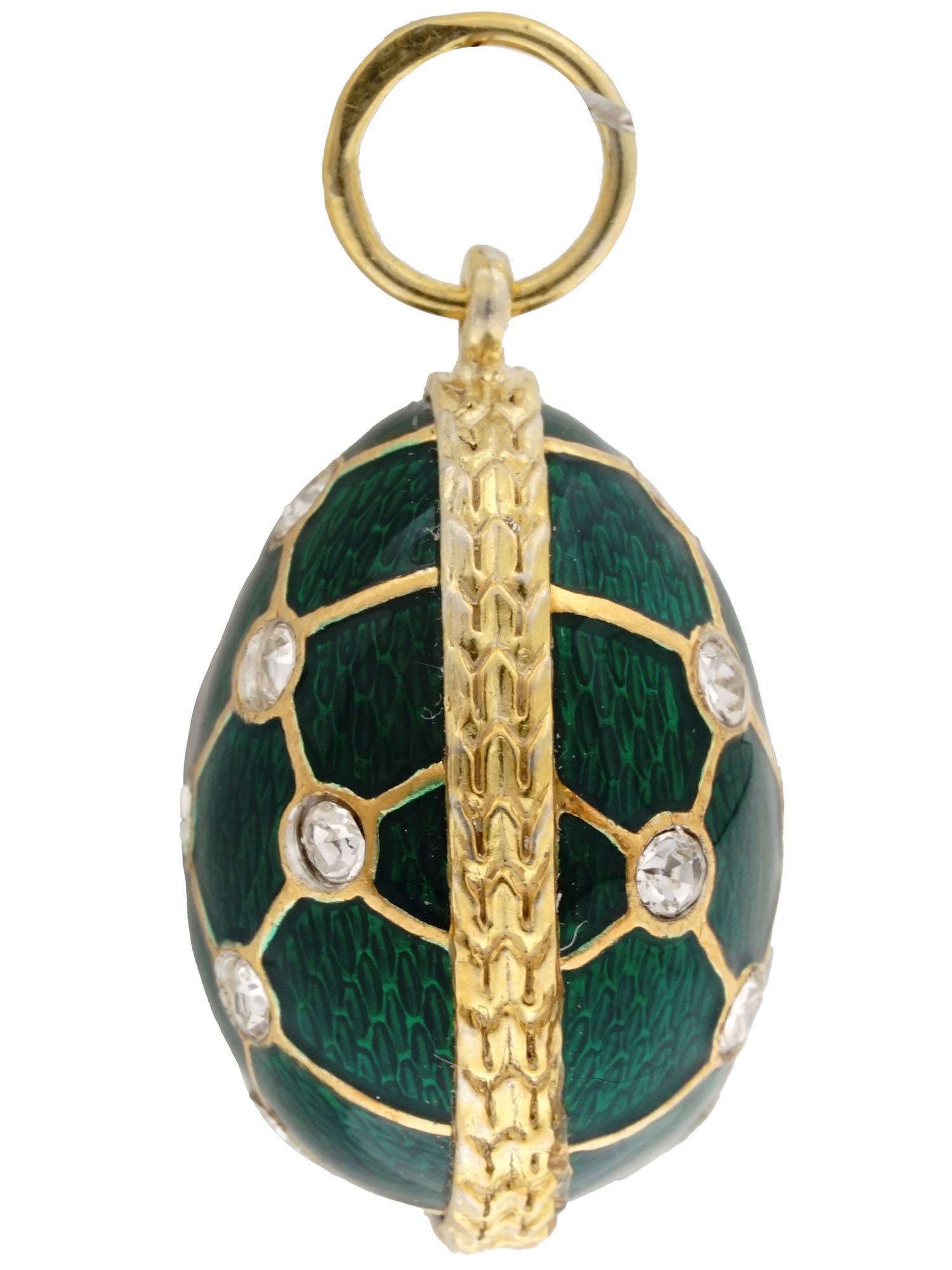 RUSSIAN 84 GILT SILVER DIAMOND ENAMEL EGG PENDANT PIC-1