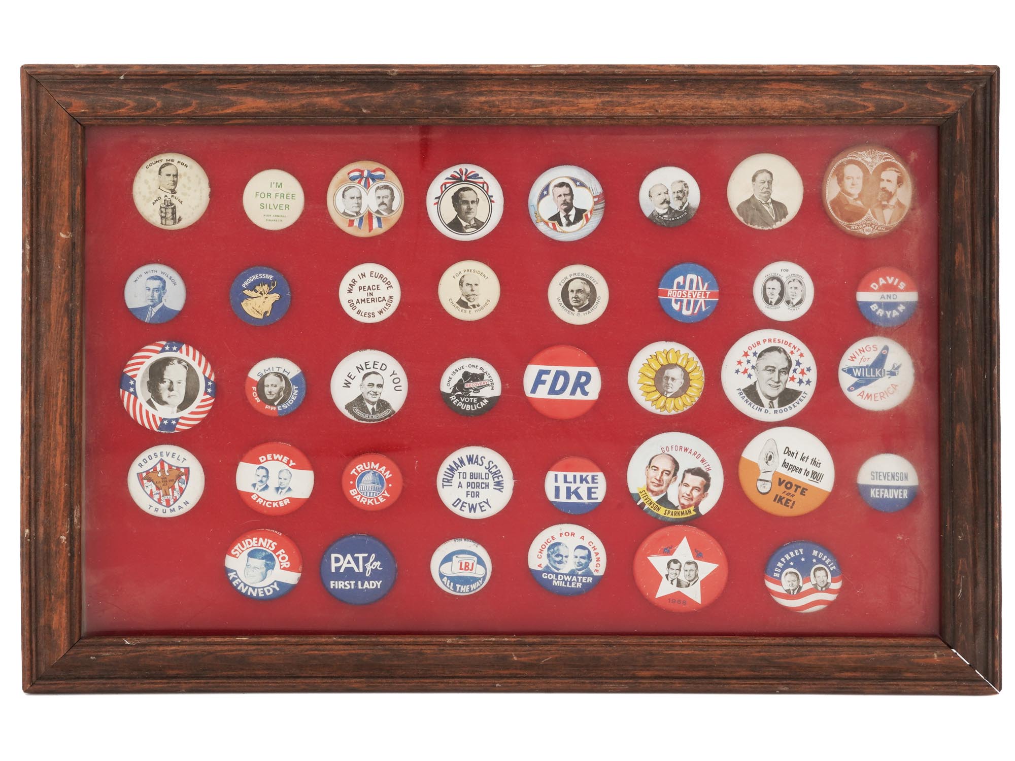 COLLECTION OF 38 ORIGINAL US POLITICAL PINS PIC-0