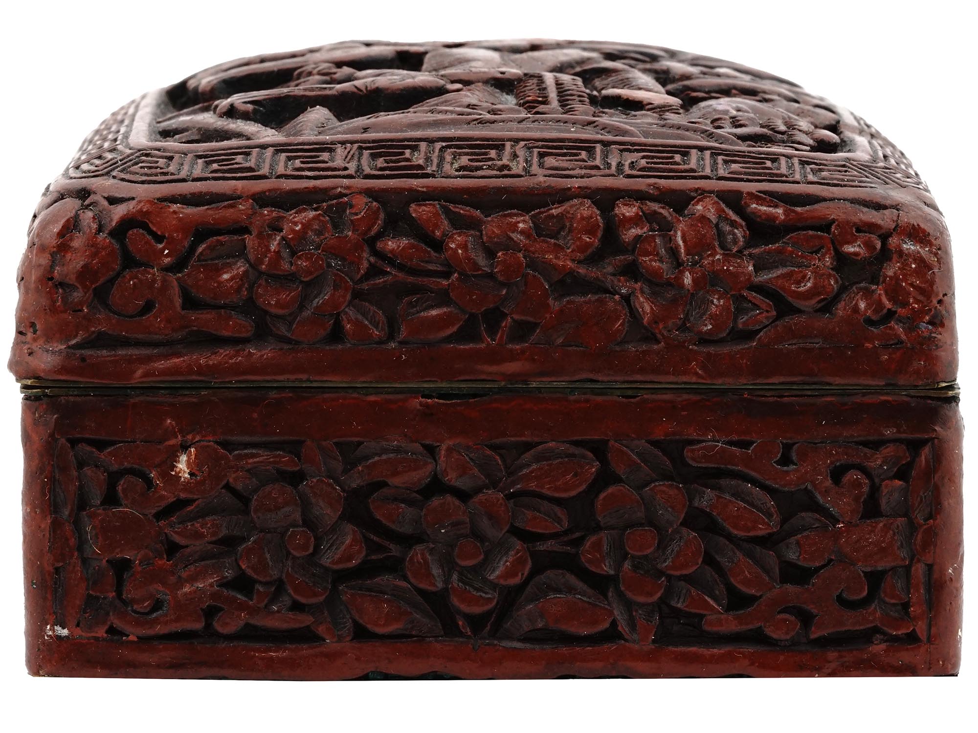 ANTIQUE CHINESE CINNABAR LACQUER LIDDED BOX PIC-3