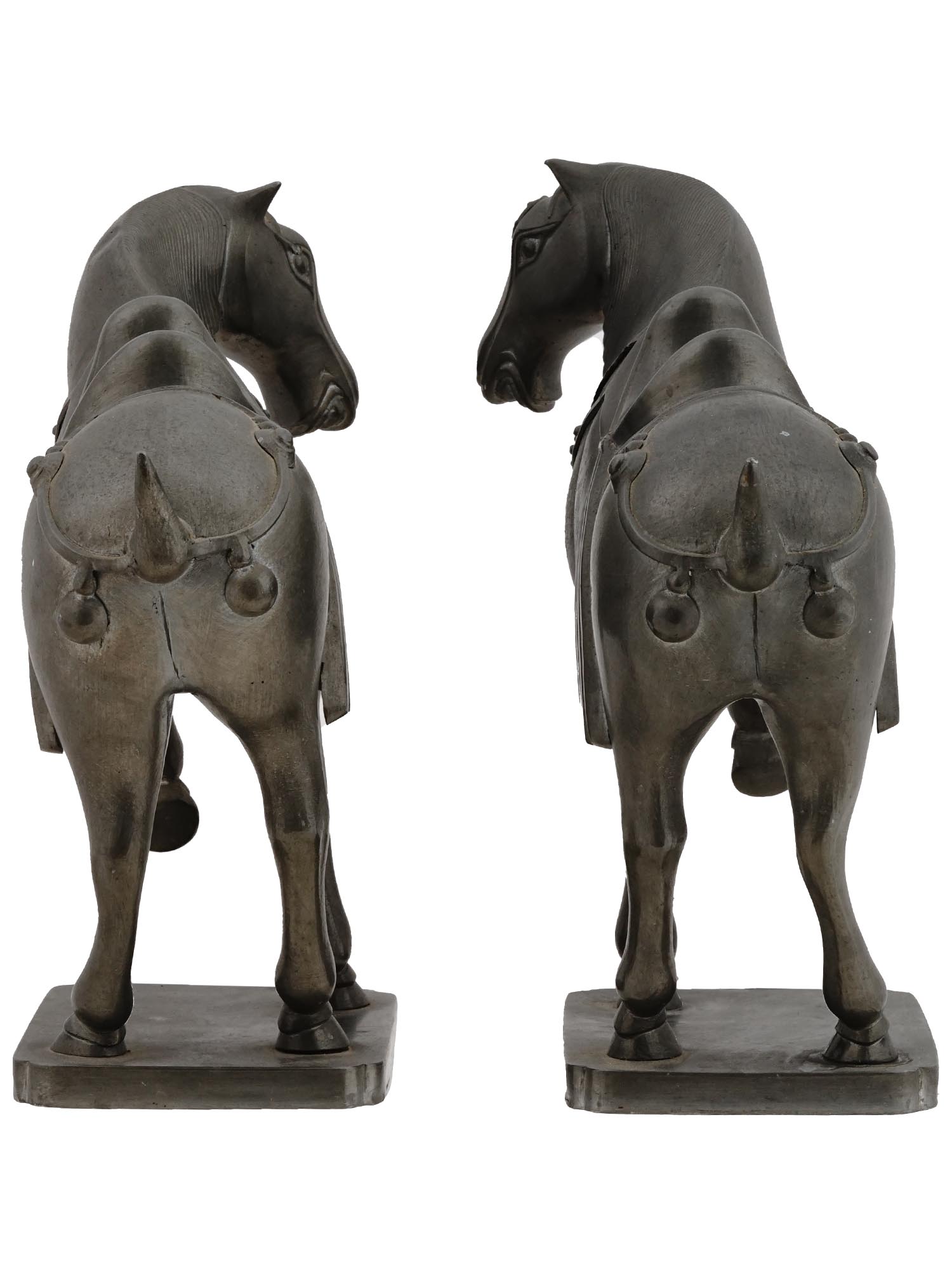 VINTAGE CHINESE TANG PEWTER HORSE FIGURES PIC-2