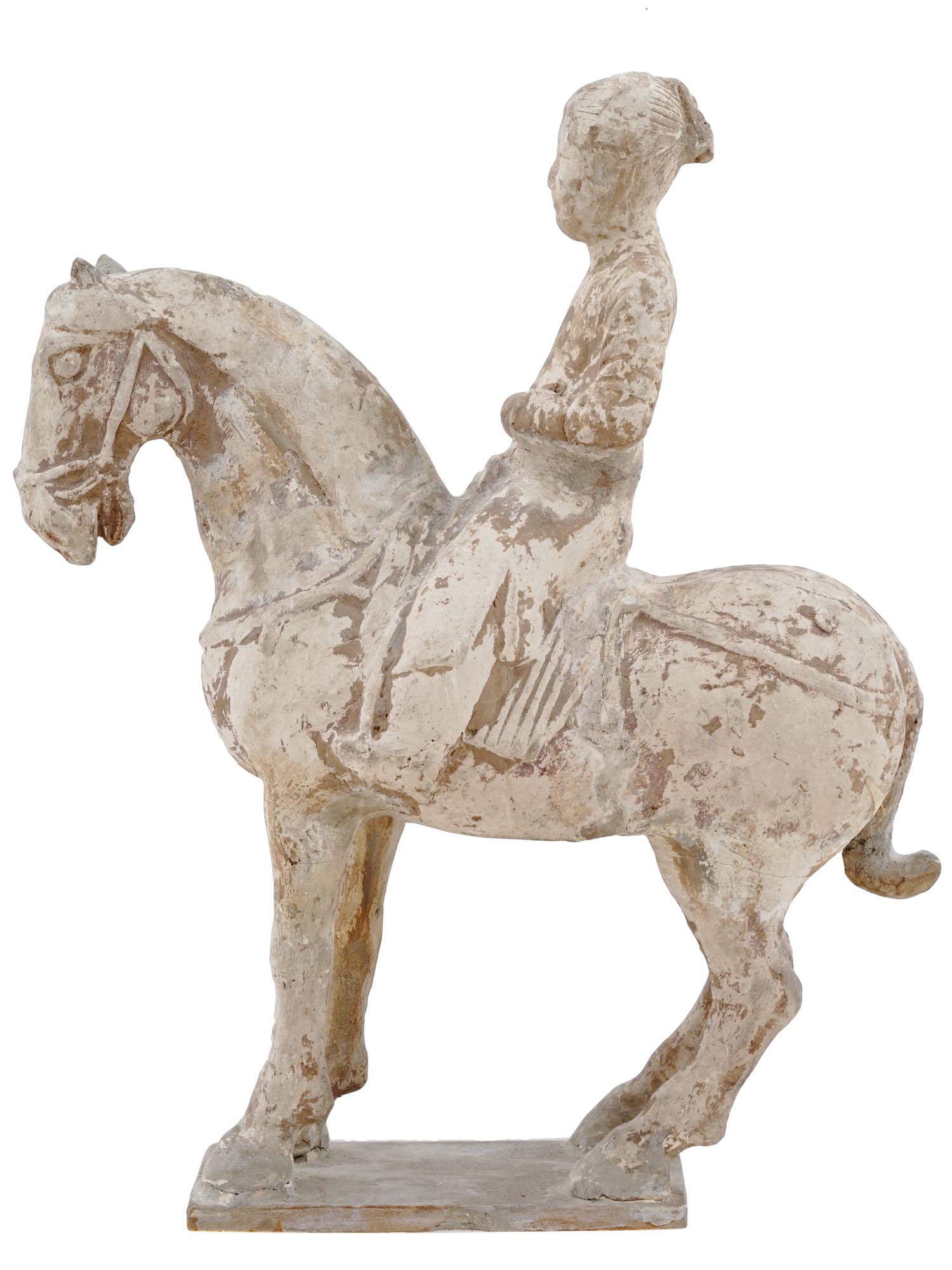 ANTIQUE CHINESE TANG TERRACOTTA RIDER ON A HORSE PIC-1