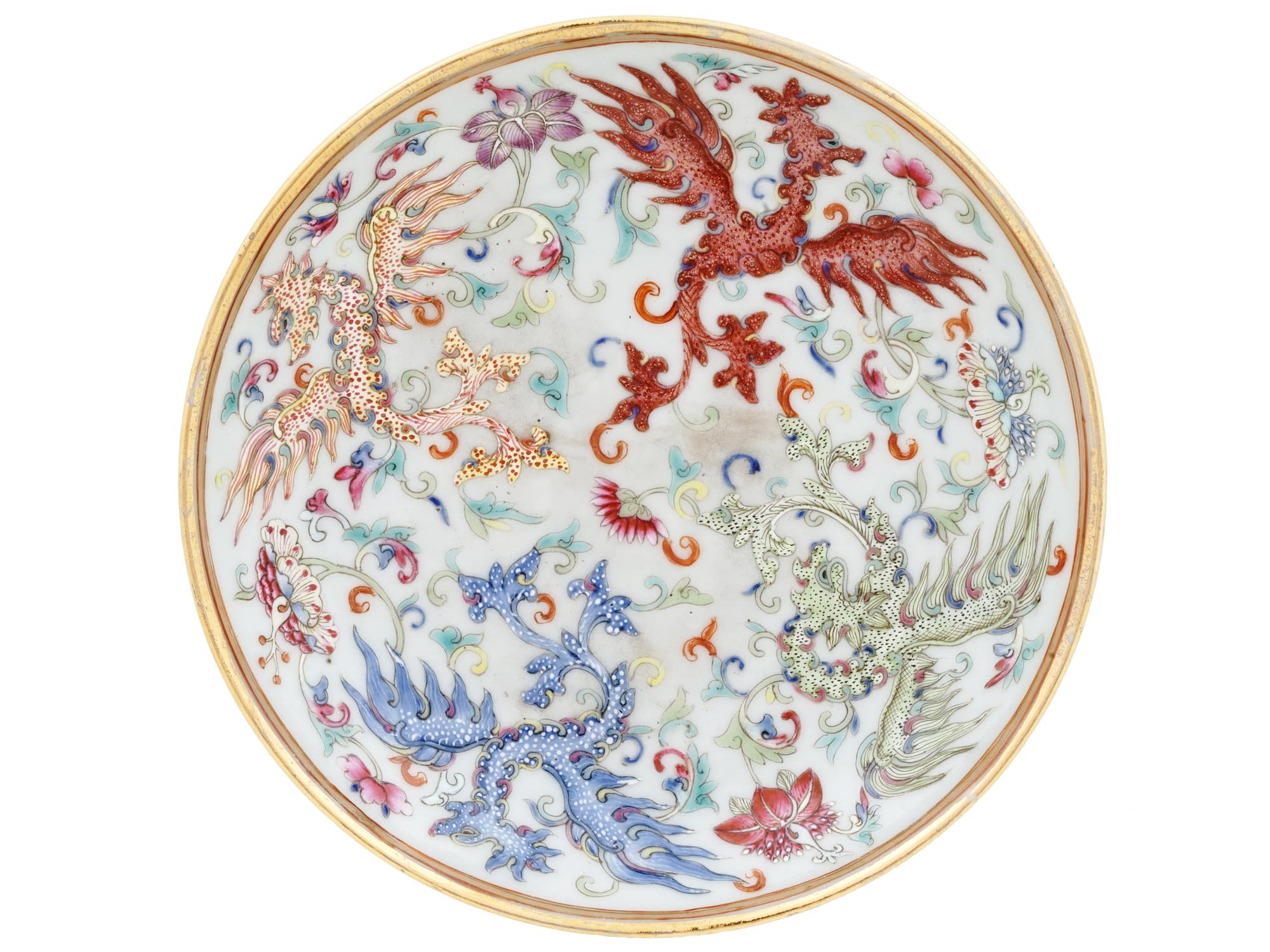 ANTIQUE CHINESE PORCELAIN PAINTED PHOENIX PLATE PIC-0