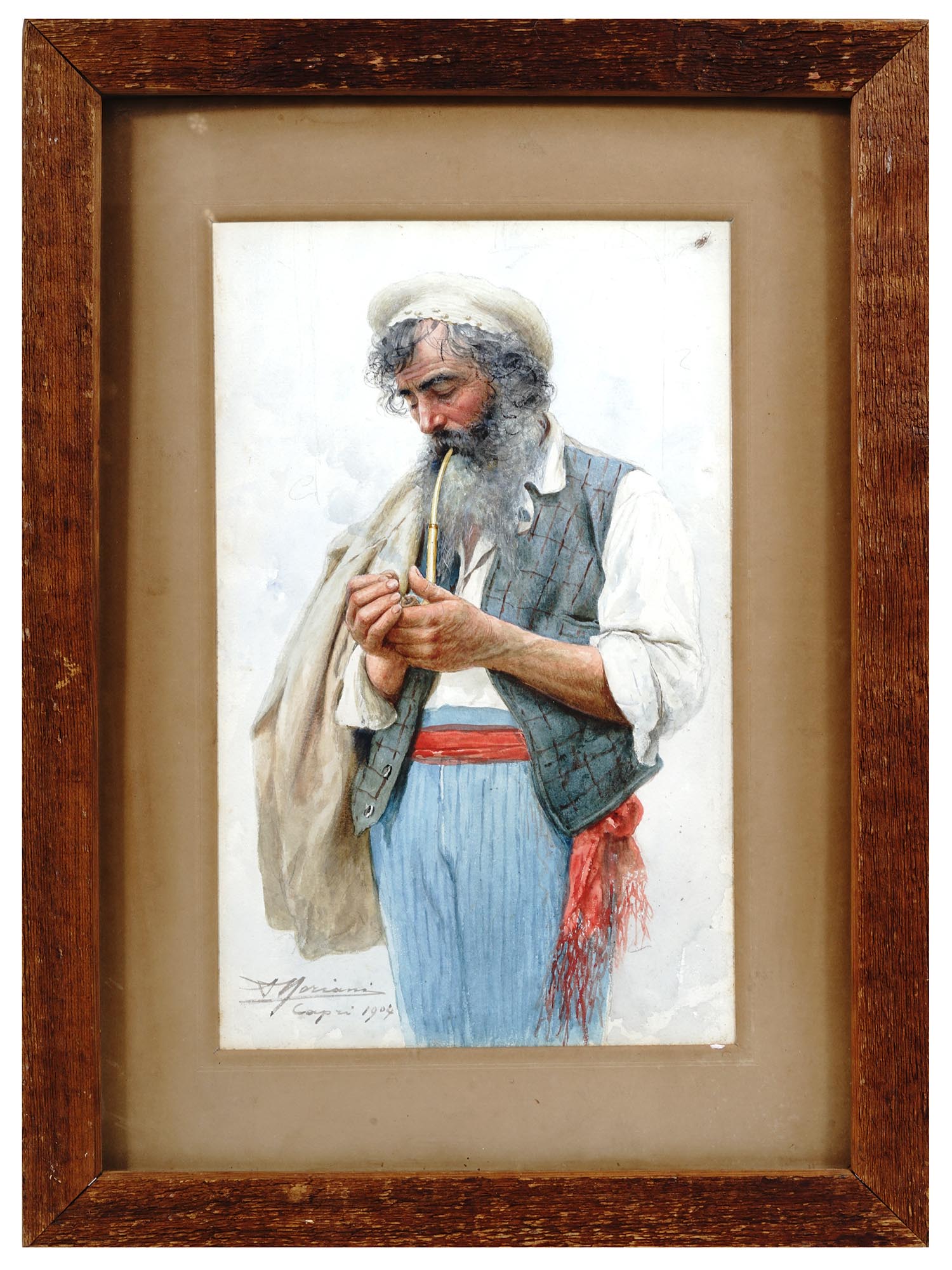 ITALIAN WATERCOLOR PAINTING BY AUGUSTO MORIANI