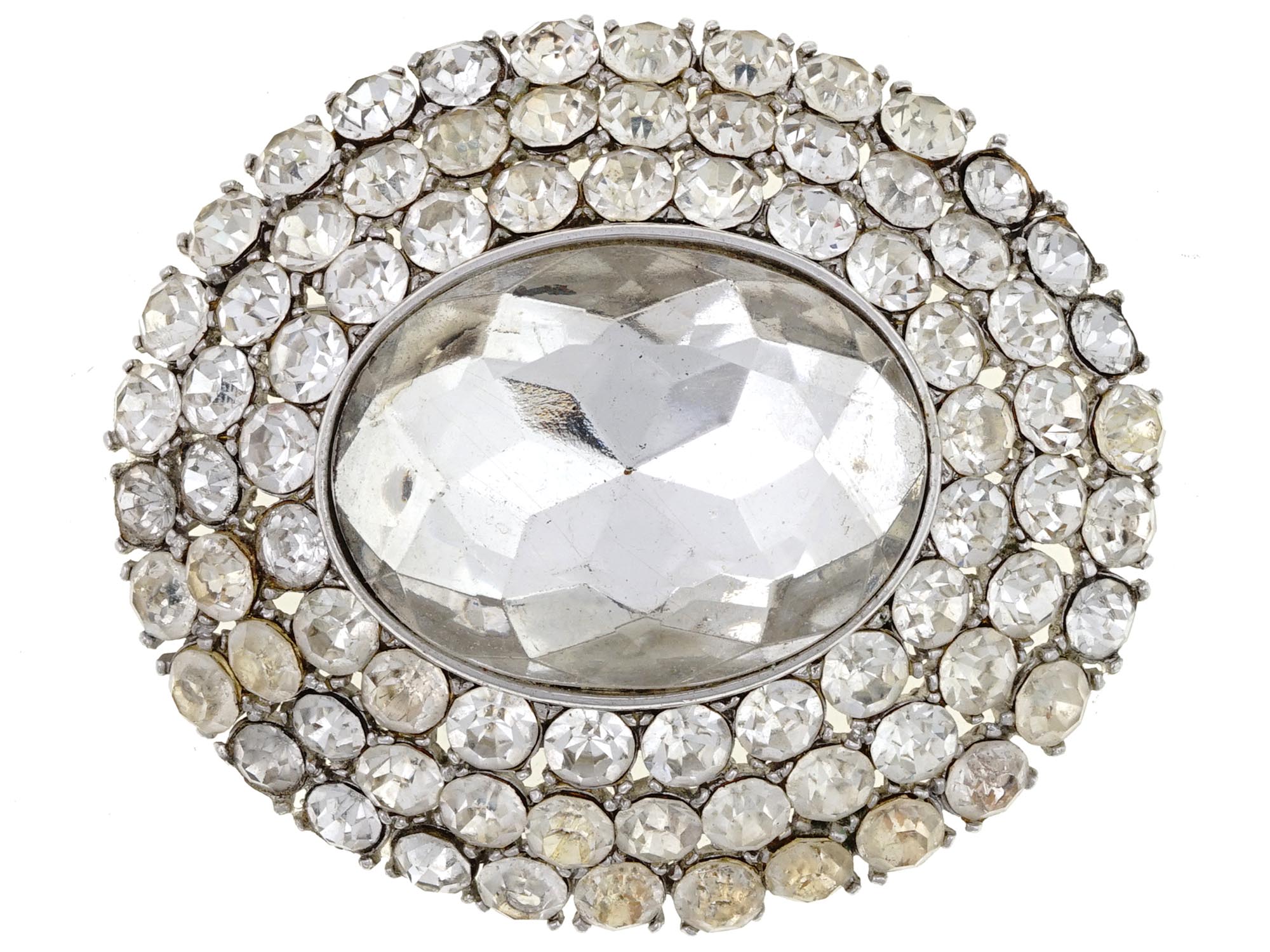 LARGE YVES SAINT LAURENT CLEAR RHINESTONE BROOCH PIC-0