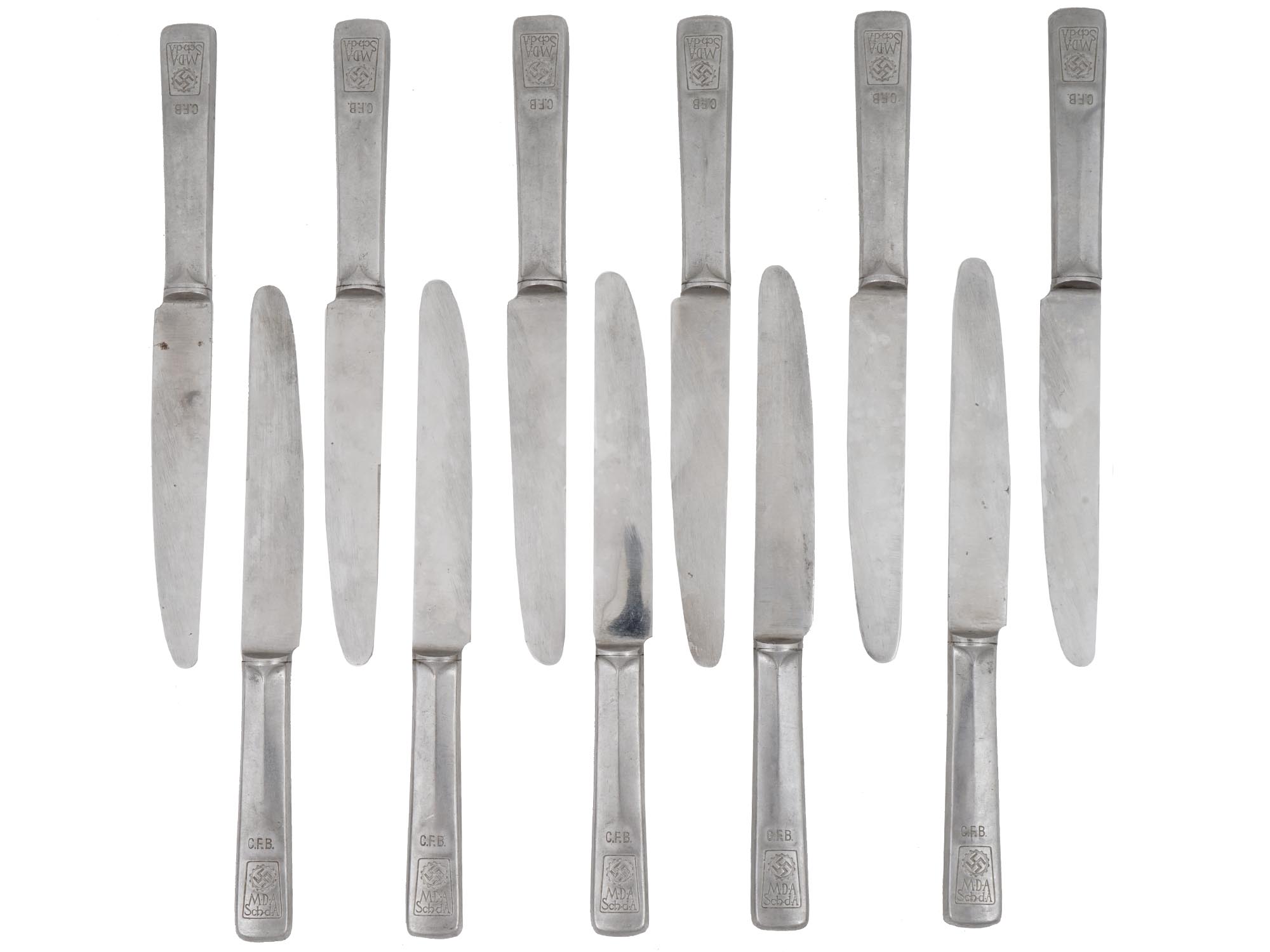 WWII NAZI GERMAN DAF STAINLESS STEEL CUTLERY SET PIC-1