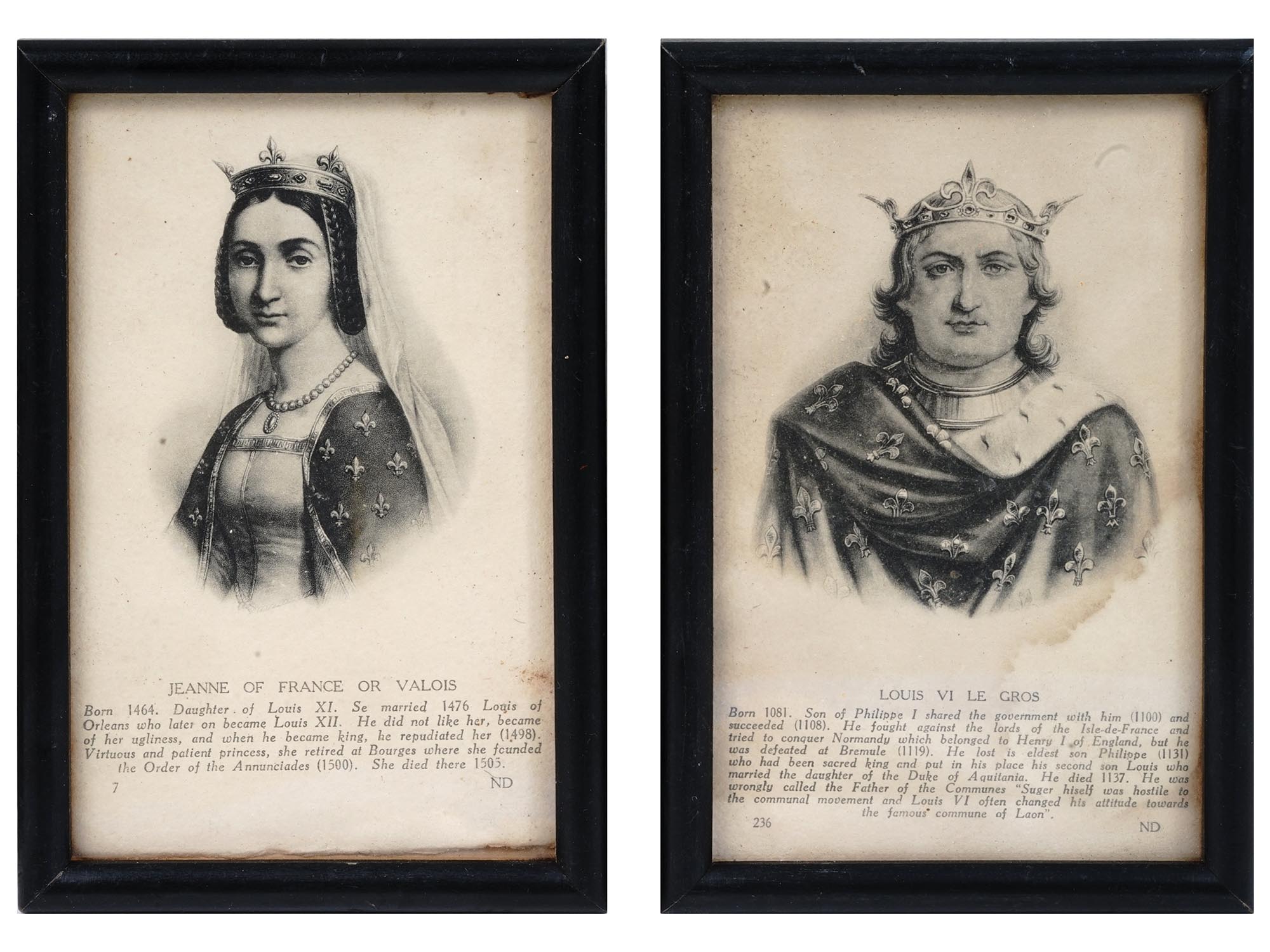 ANTIQUE FRENCH ROYAL LITHO PRINT PORTRAITS FRAMED PIC-2